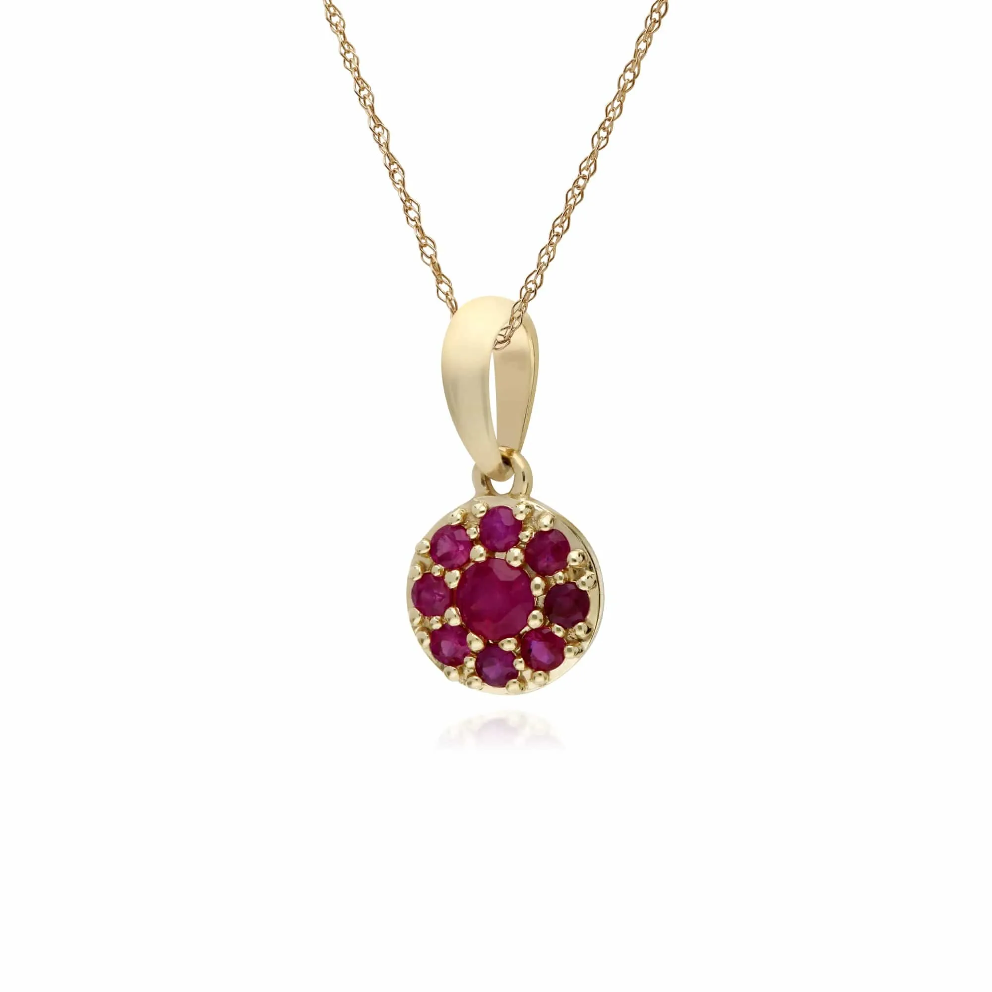 Cluster Round Ruby Classic Pendant and Chain in 9ct Yellow Gold sold by Gemondo Jewellery product image thumbnail 2