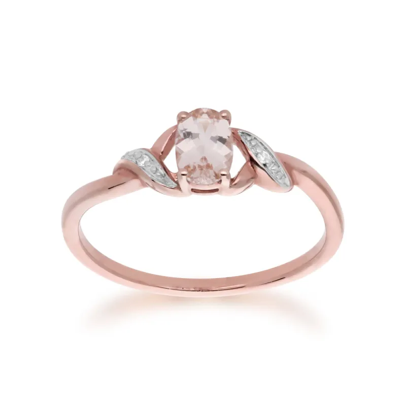 Classic Oval Morganite & Diamond Ring in 9ct Rose Gold made by Gemondo Jewellery