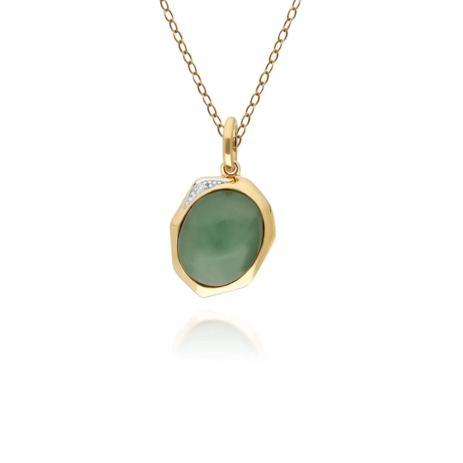 Irregular Collection Dyed Green Jade & Diamond Pendant in Gold Plated Sterling Silver sold by Gemondo Jewellery