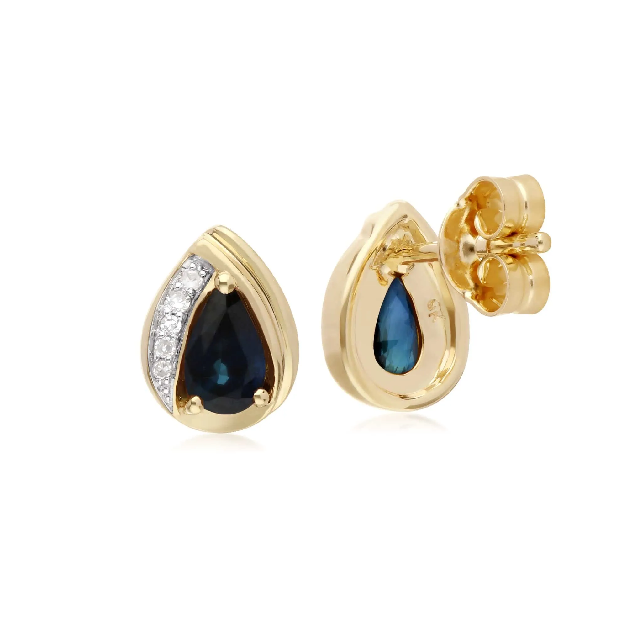 Gemondo 9ct Yellow Gold Sapphire & Diamond Pear Classic Stud Earrings sold by Gemondo Jewellery product image thumbnail 2