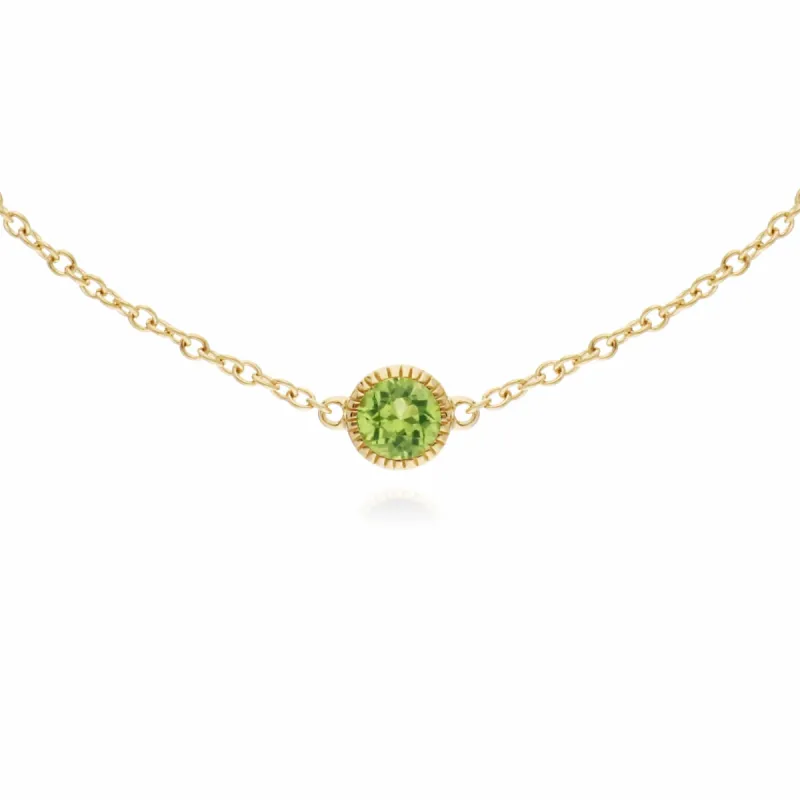 Gemondo 9ct Yellow Gold Peridot Single Stone Round Milgrain 19cm Bracelet sold by Gemondo Jewellery