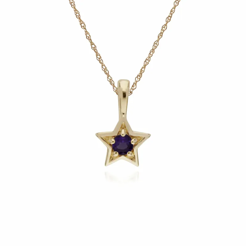 Gemondo 9ct Yellow Gold Amethyst Single Stone Star 45cm Necklace sold by Gemondo Jewellery