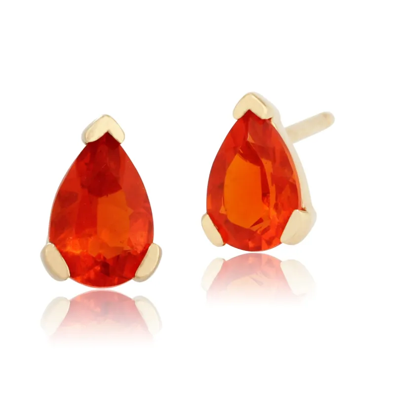 Classic Pear Fire Opal Stud Earrings in 9ct Yellow Gold sold by Gemondo Jewellery