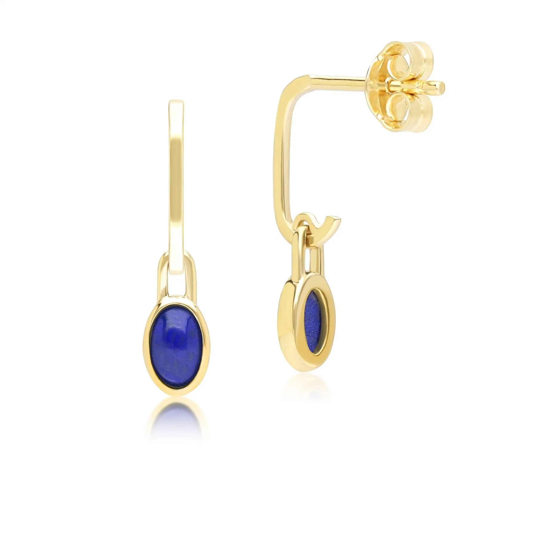 Classic Oval Lapis Lazuli Drop Earrings in 9ct Yellow Gold sold by Gemondo Jewellery product image thumbnail 3
