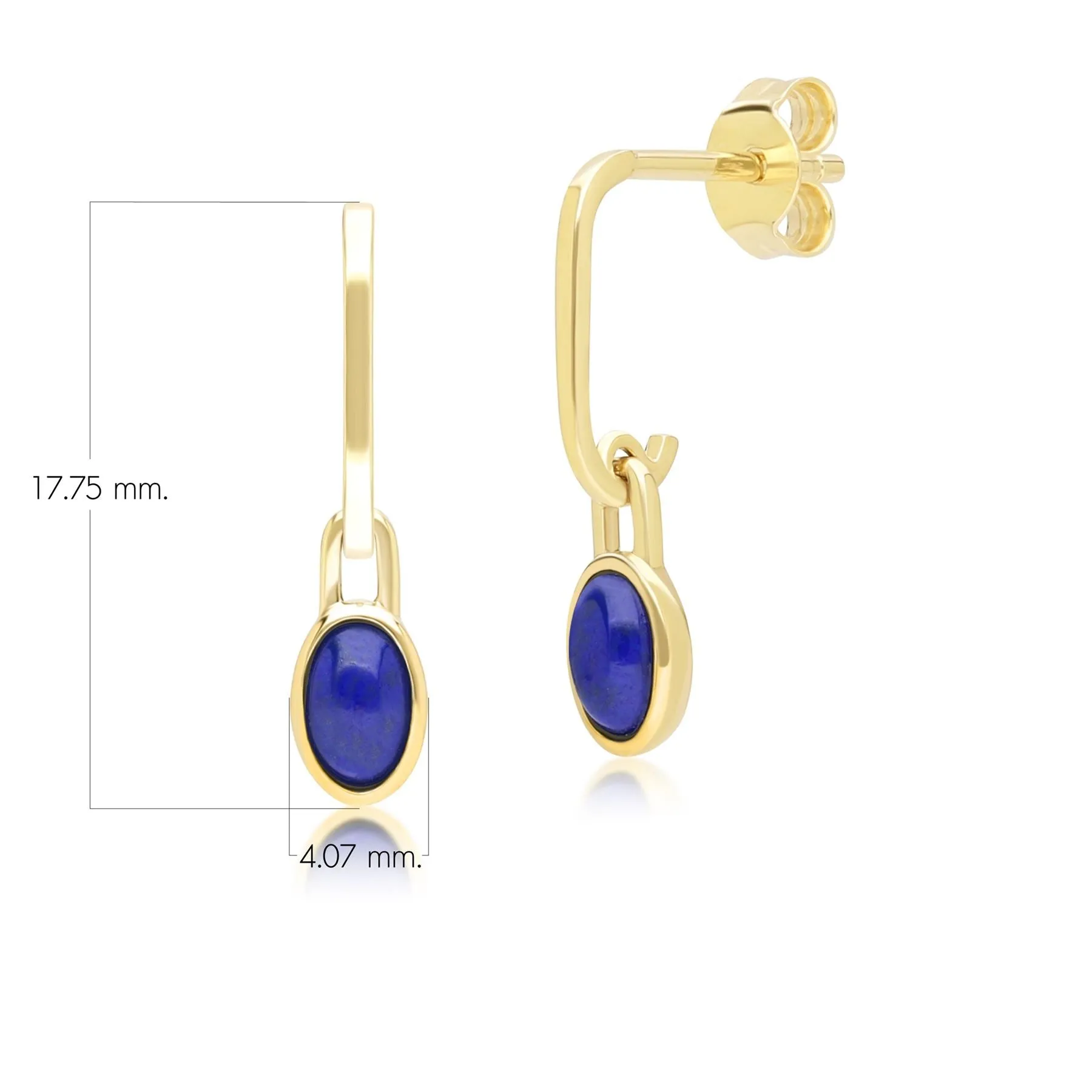 Classic Oval Lapis Lazuli Drop Earrings in 9ct Yellow Gold sold by Gemondo Jewellery product image thumbnail 4