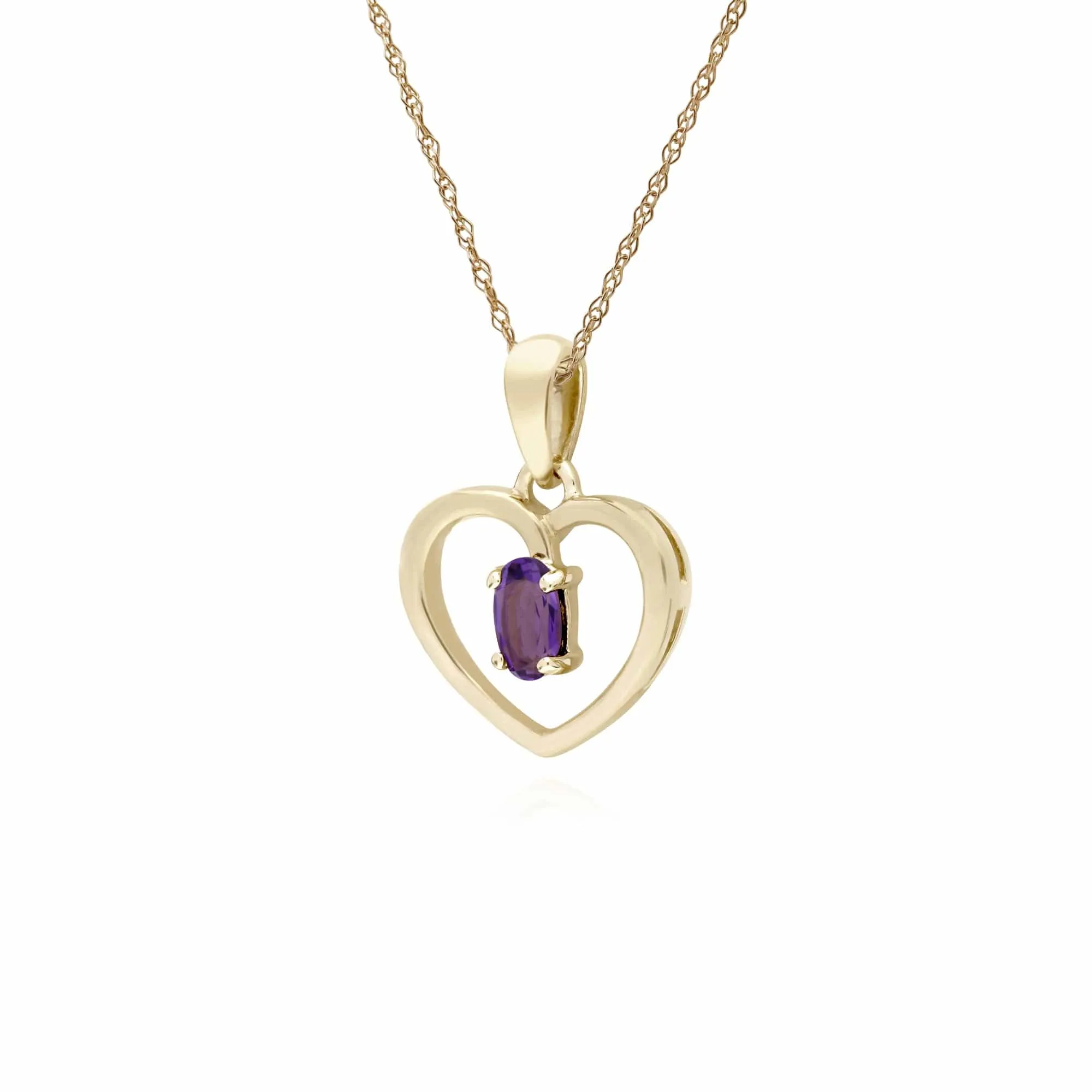 Gemondo 9ct Yellow Gold Amethyst Oval Single Stone Heart Pendant on 45cm Chain sold by Gemondo Jewellery product image thumbnail 2