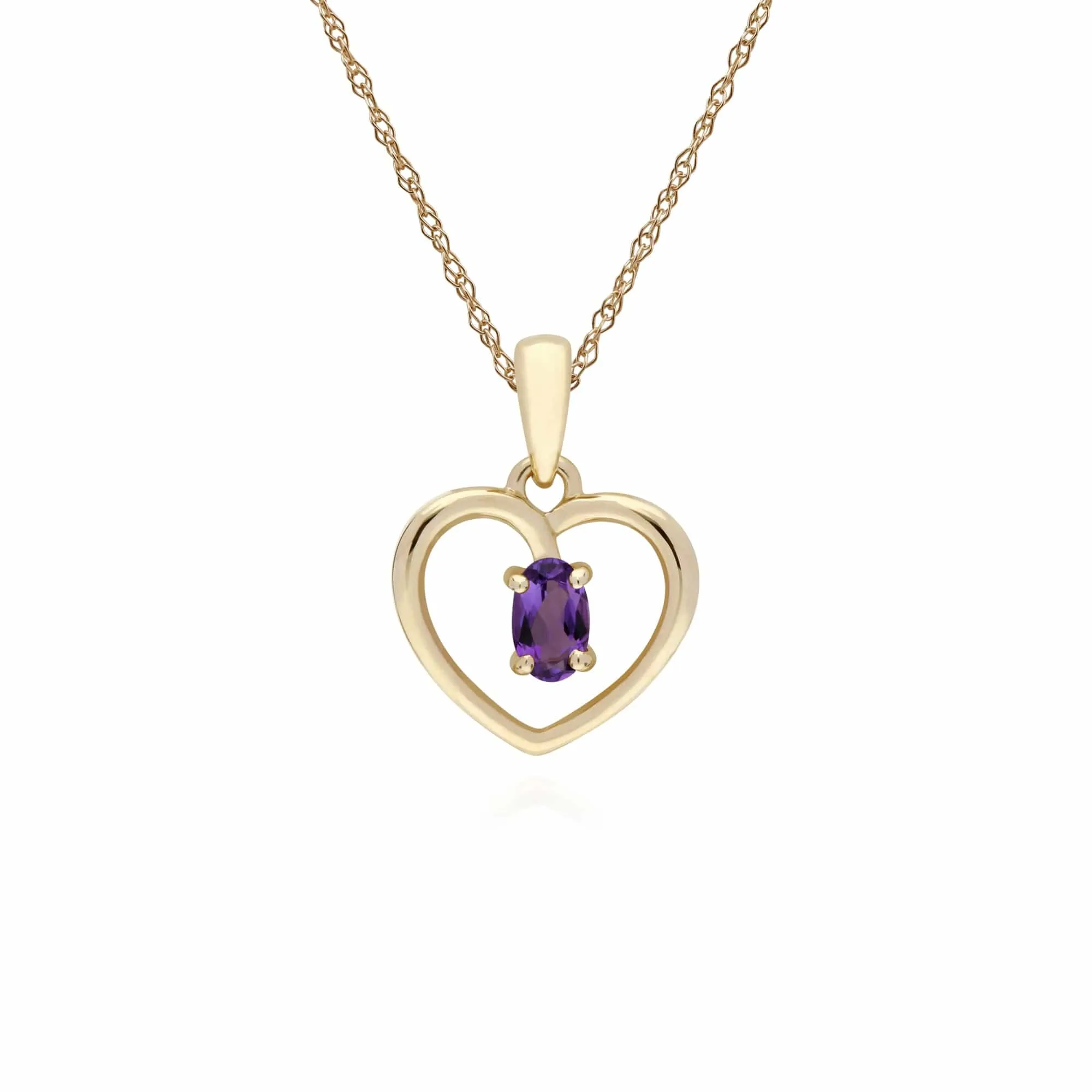 Gemondo 9ct Yellow Gold Amethyst Oval Single Stone Heart Pendant on 45cm Chain sold by Gemondo Jewellery