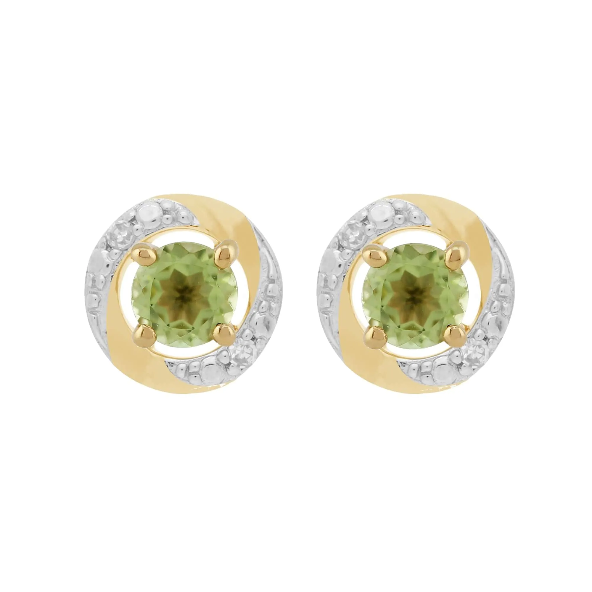 Classic Round Peridot Stud Earrings with Detachable Diamond Halo Ear Jacket in 9ct Yellow Gold sold by Gemondo Jewellery