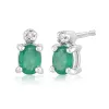 Classic Oval Emerald & Diamond Stud Earrings & Pendant in 9ct White Gold sold by Gemondo Jewellery