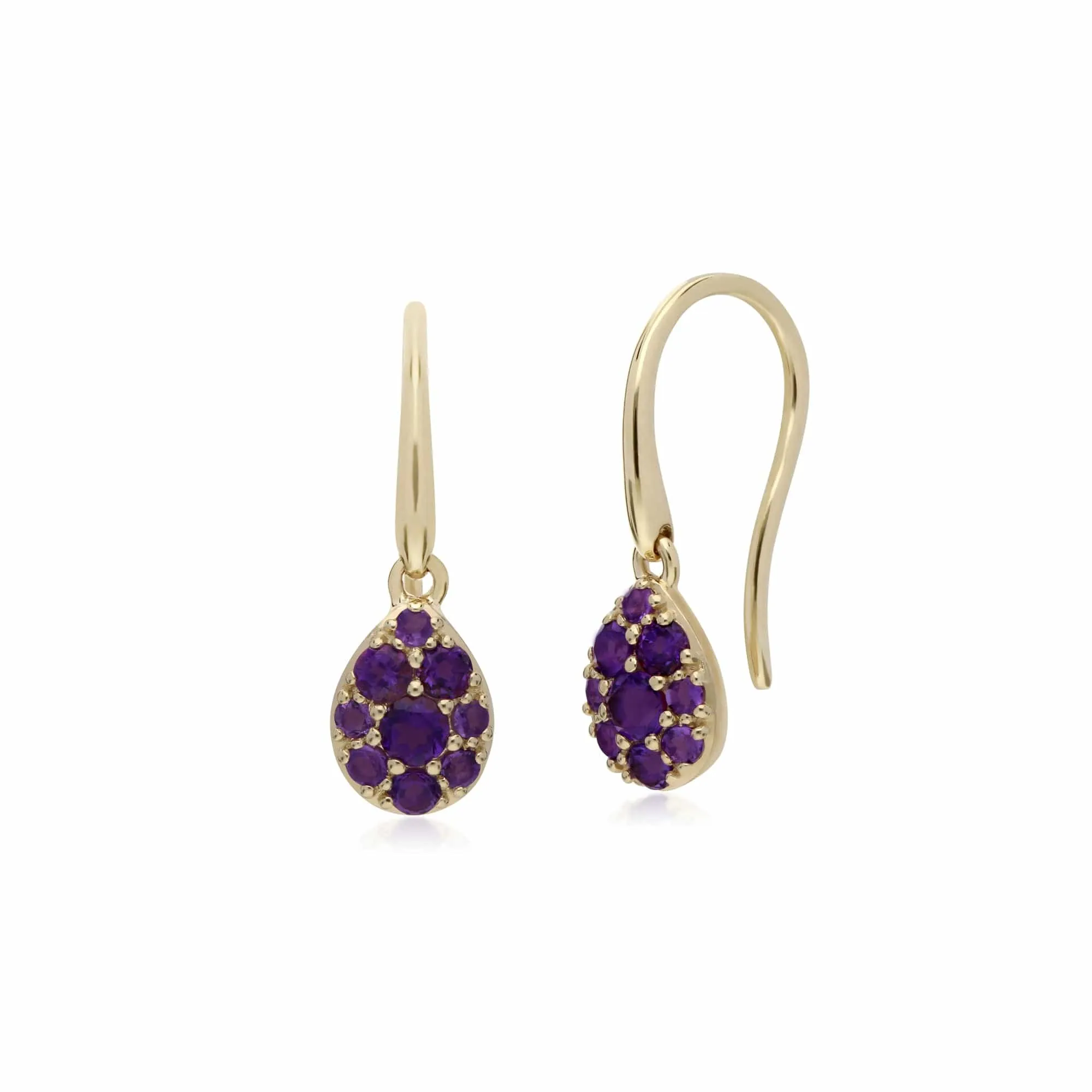 Classic Round Amethyst Pear Cluster Drop Earrings & Pendant Set in 9ct Yellow Gold sold by Gemondo Jewellery product image thumbnail 2