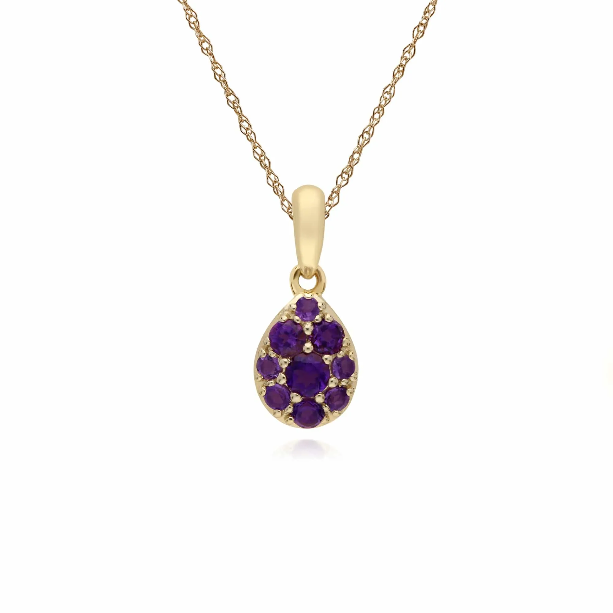 Classic Round Amethyst Pear Cluster Drop Earrings & Pendant Set in 9ct Yellow Gold sold by Gemondo Jewellery product image thumbnail 3