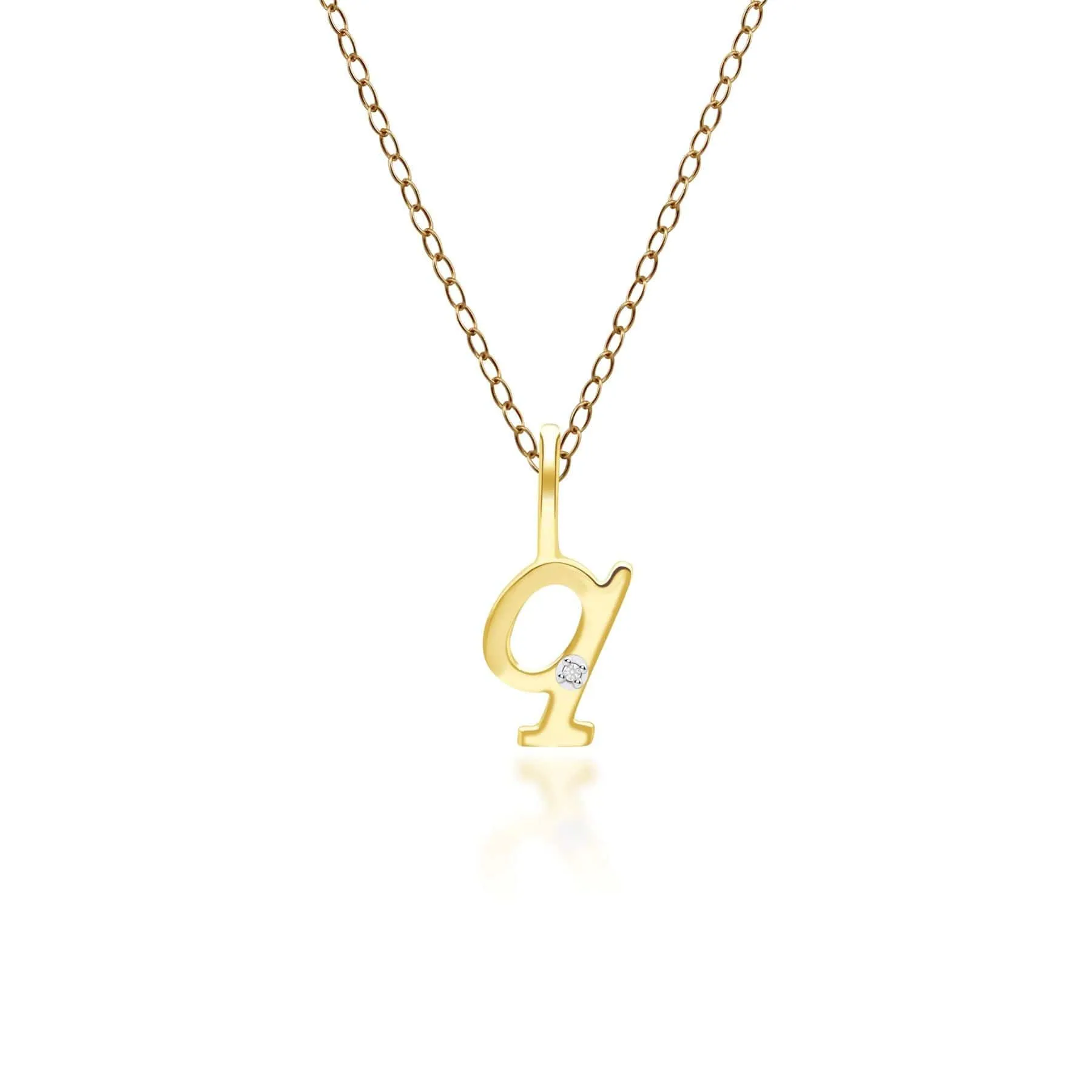 Alphabet Letter Q Diamond pendant in 9ct Yellow Gold sold by Gemondo Jewellery