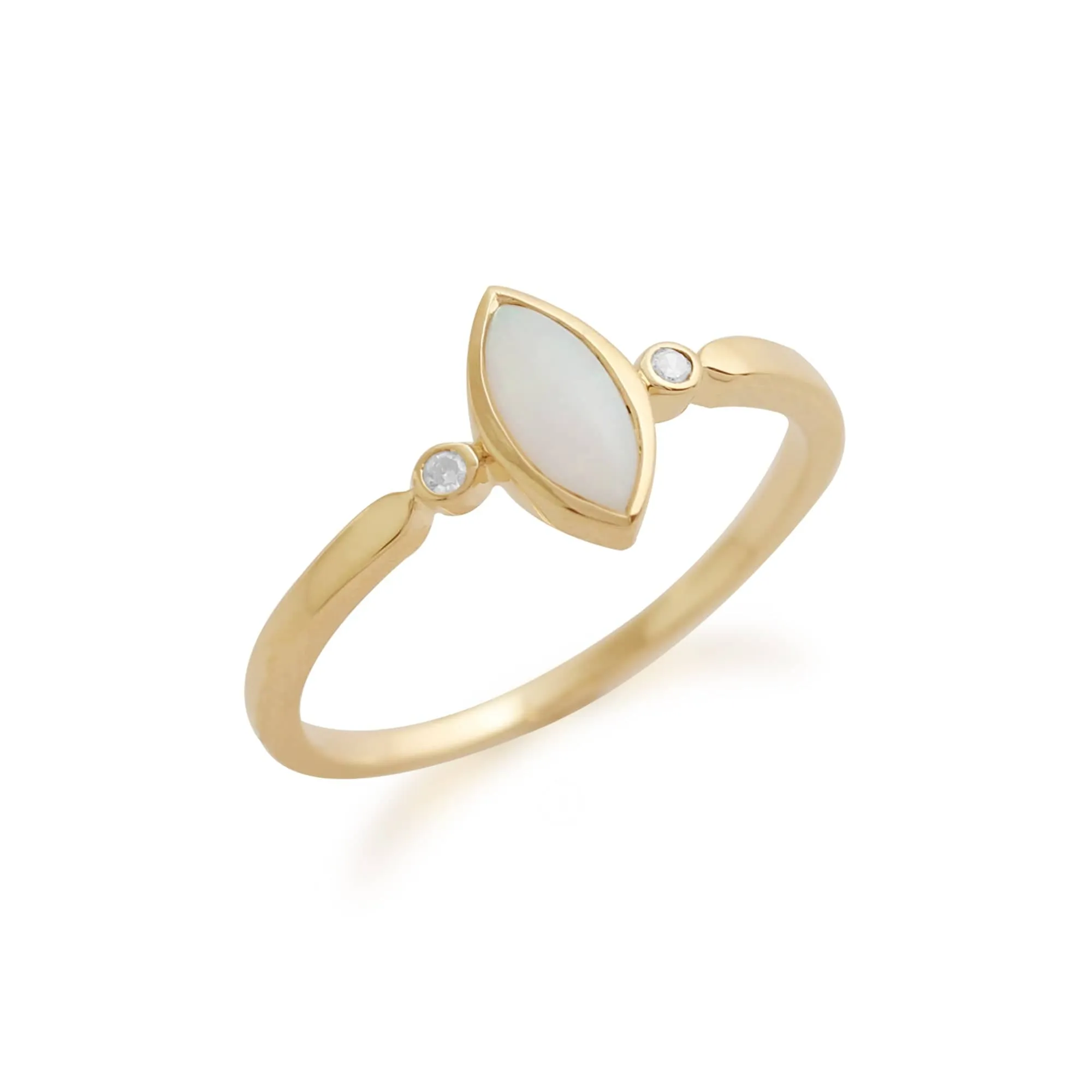 Classic Marquise Opal Cabochon Pendant & Ring Set in 9ct Yellow Gold sold by Gemondo Jewellery product image thumbnail 3