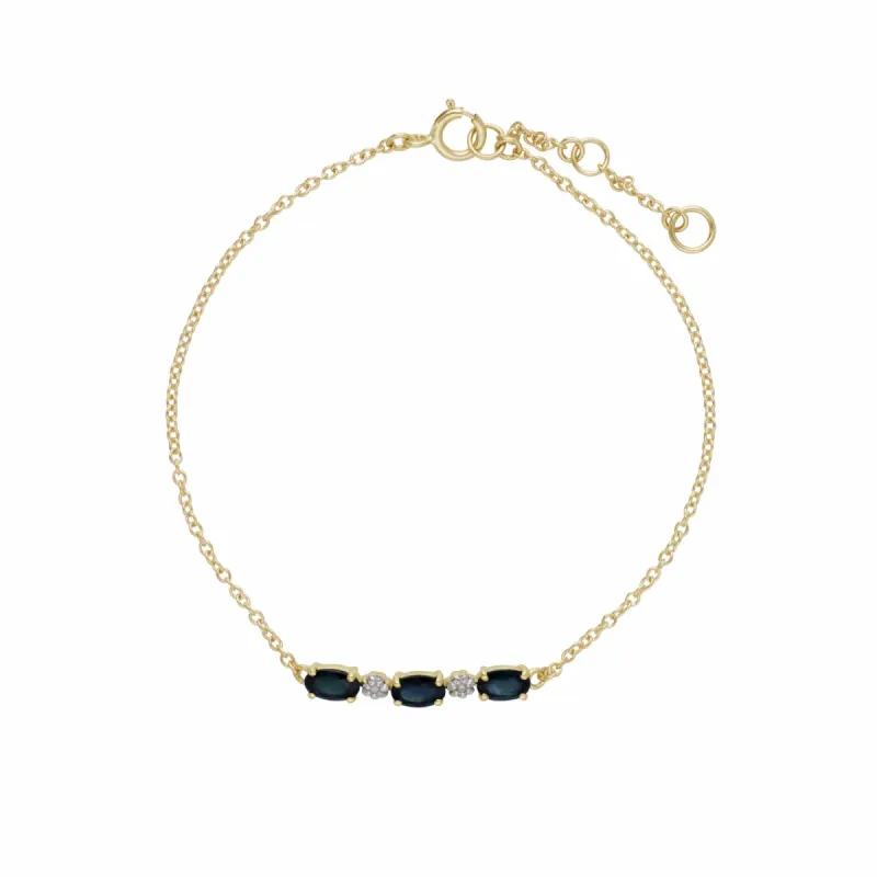 Classic Oval Sapphire & Diamond Bracelet in 9ct Yellow Gold sold by Gemondo Jewellery