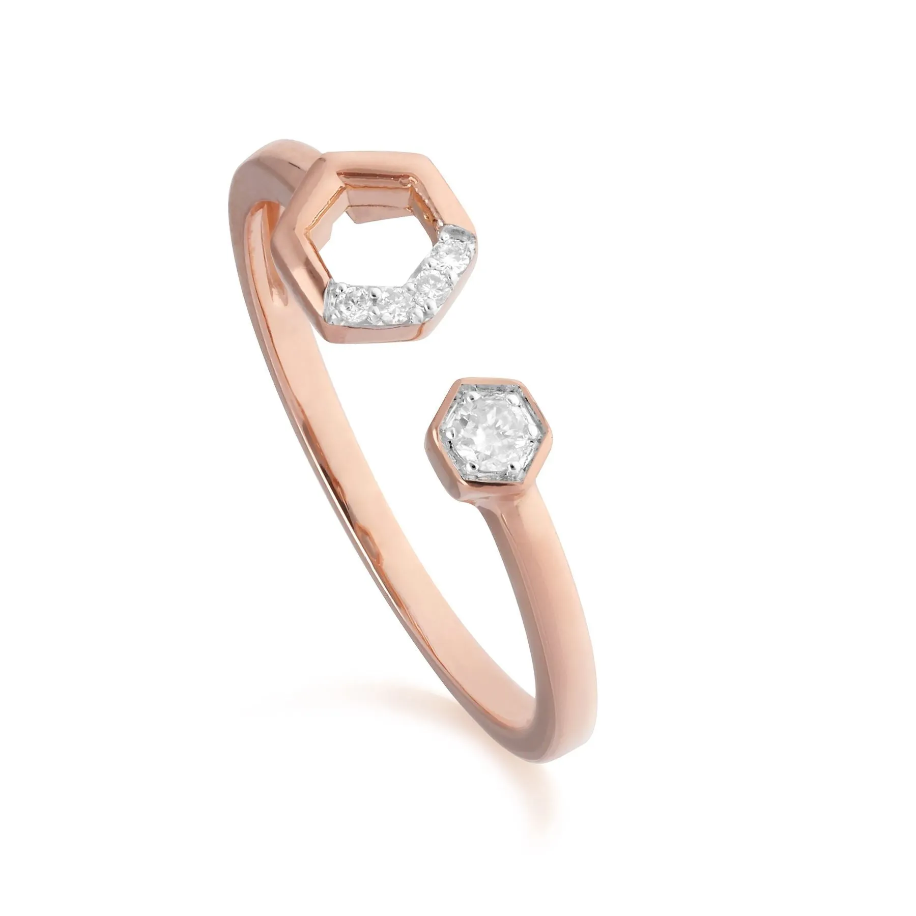 Diamond Pavé Open Ring in 9ct Rose Gold sold by Gemondo Jewellery