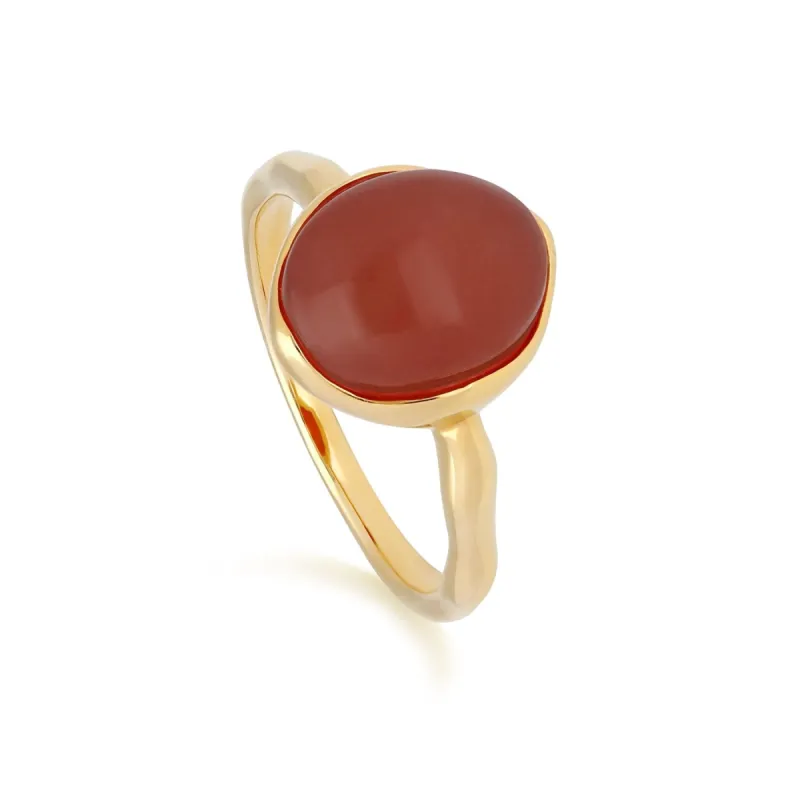 Irregular Collection Dyed Red Jade  Ring in Gold Plated Sterling Silver sold by Gemondo Jewellery