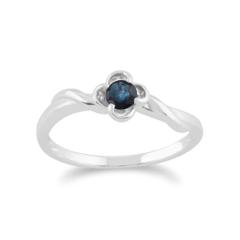 Gemondo 9ct White Gold 0.27ct Blue Sapphire Floral Ring sold by Gemondo Jewellery
