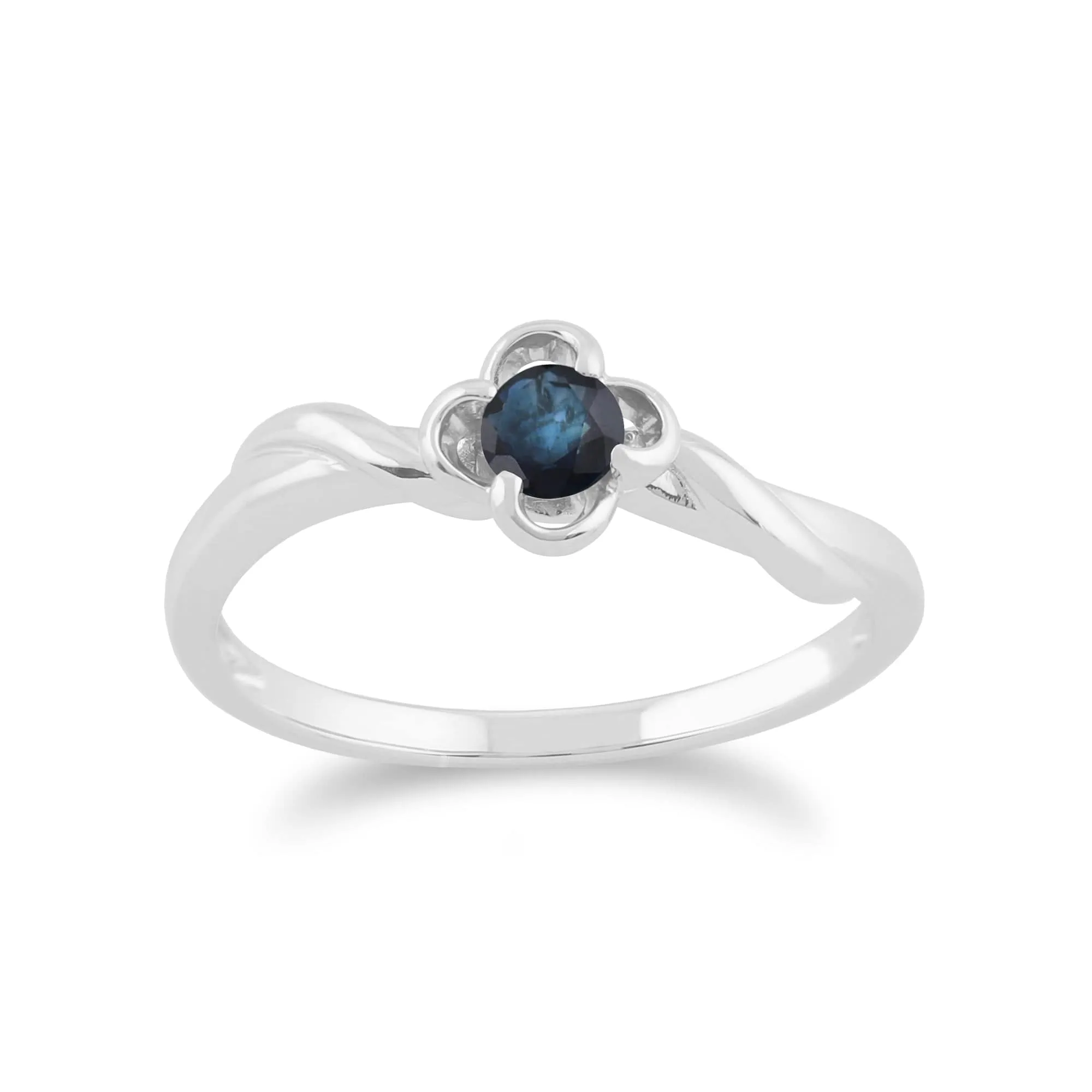 Gemondo 9ct White Gold 0.27ct Blue Sapphire Floral Ring sold by Gemondo Jewellery