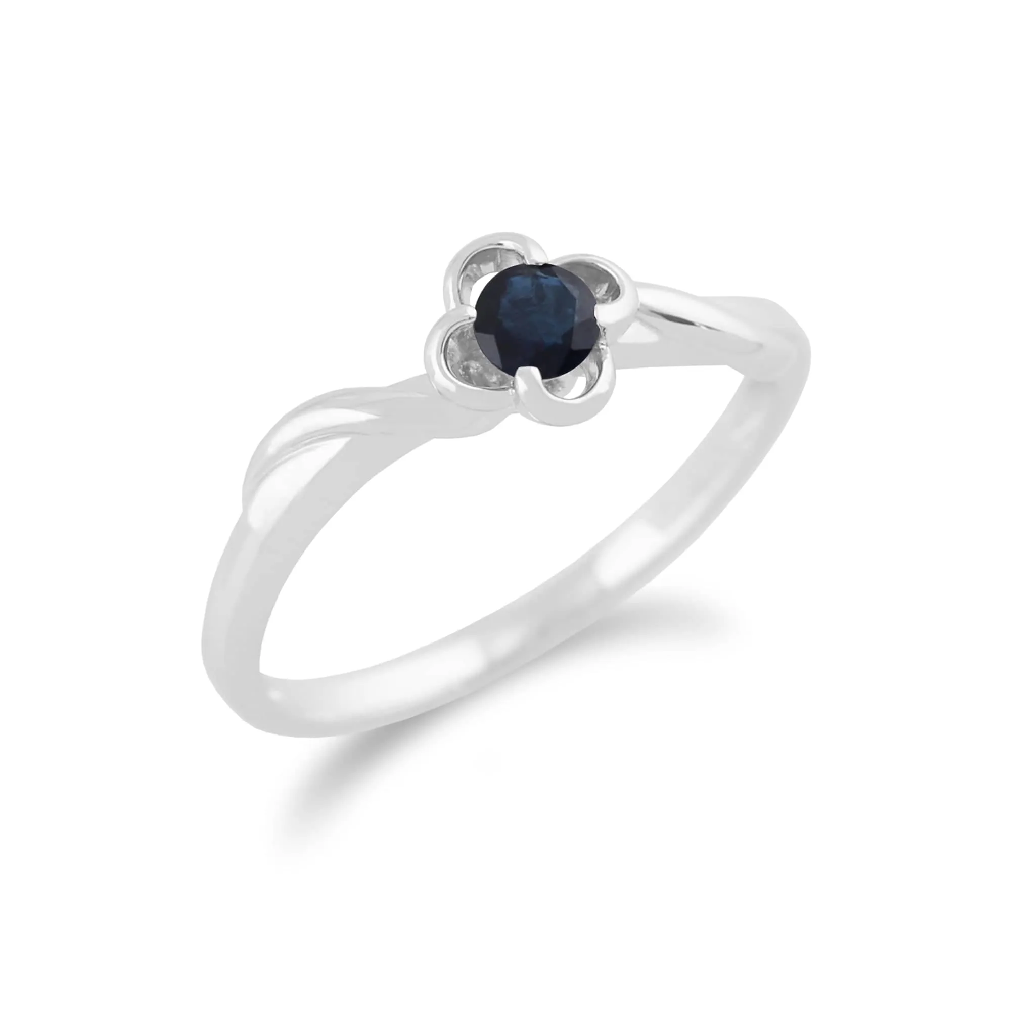Gemondo 9ct White Gold 0.27ct Blue Sapphire Floral Ring sold by Gemondo Jewellery product image thumbnail 2