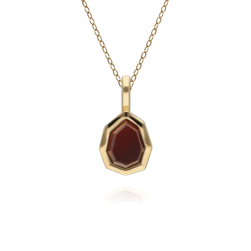 Irregular B Gem Red Jasper Pendant in Gold Plated Sterling Silver sold by Gemondo Jewellery