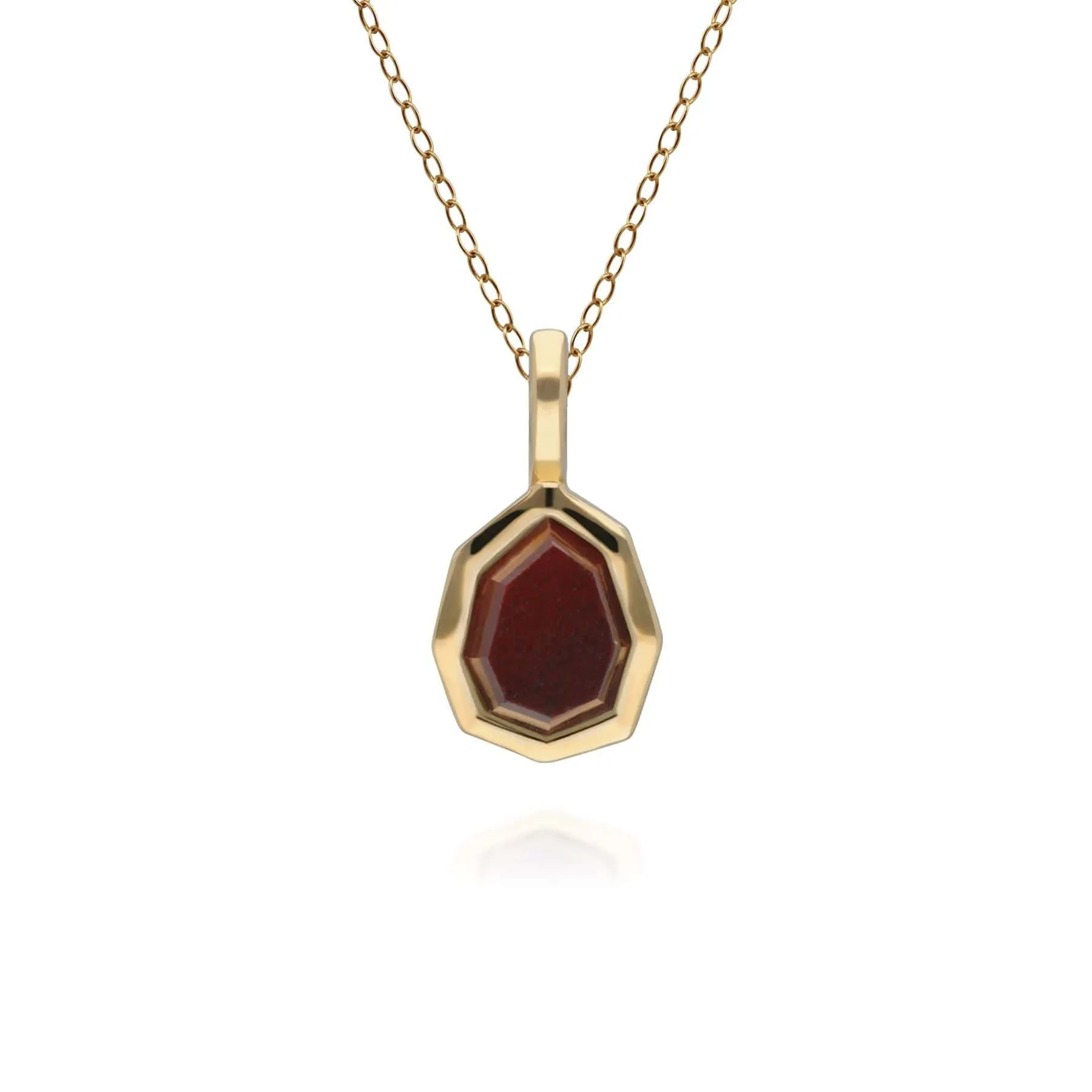 Irregular B Gem Red Jasper Pendant in Gold Plated Sterling Silver sold by Gemondo Jewellery