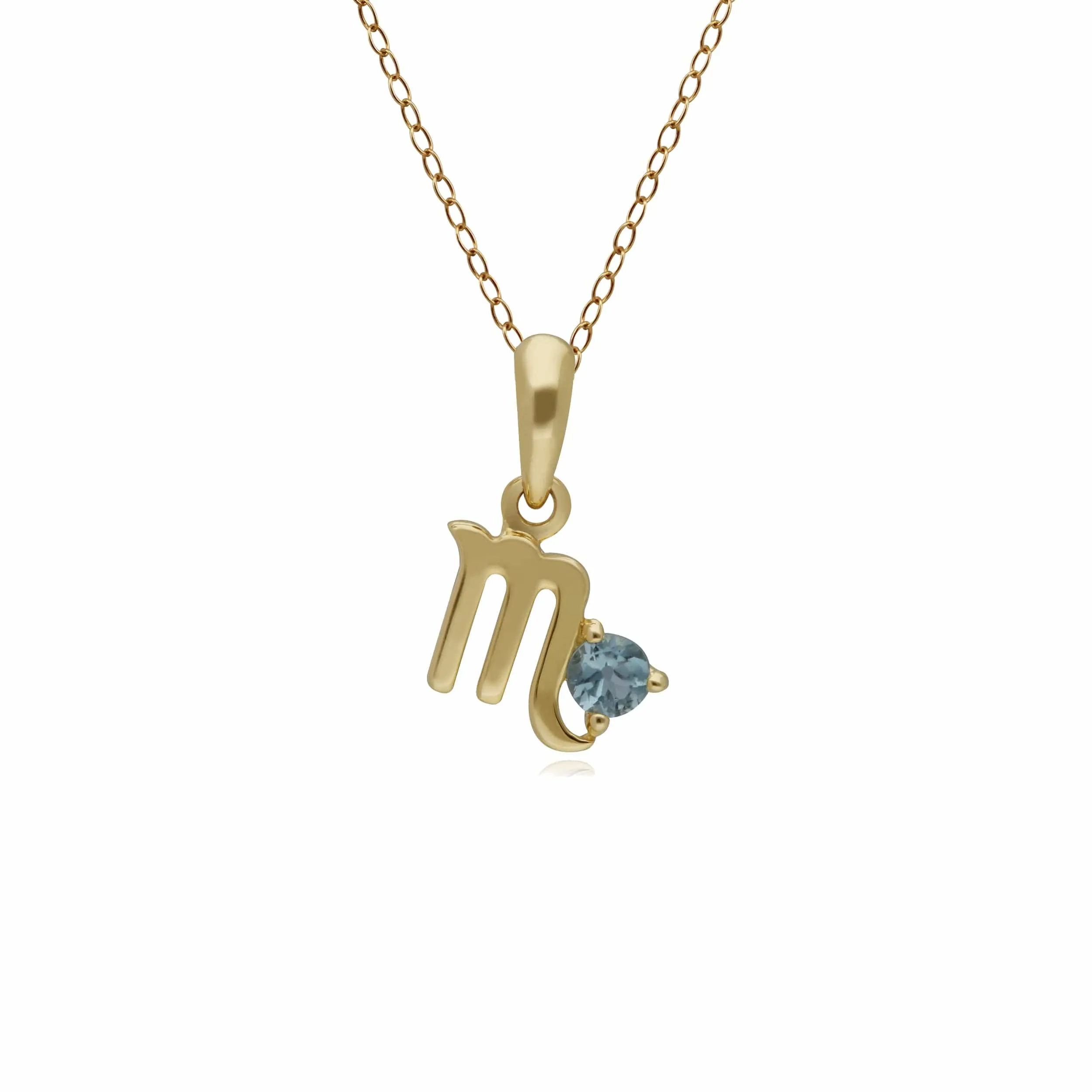 Blue Topaz Scorpio Zodiac Charm Necklace in 9ct Yellow Gold sold by Gemondo Jewellery