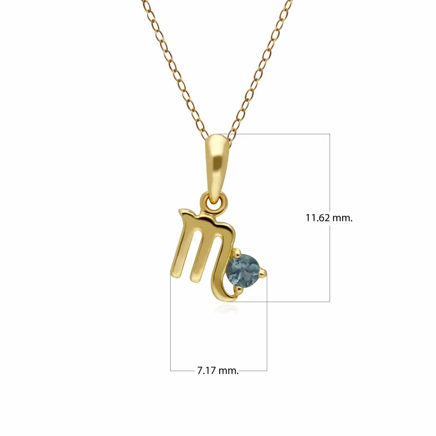 Blue Topaz Scorpio Zodiac Charm Necklace in 9ct Yellow Gold sold by Gemondo Jewellery product image thumbnail 3
