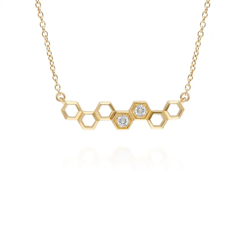 Honeycomb Inspired White Topaz Link Necklace in 9ct Gold sold by Gemondo Jewellery