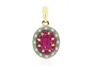 9ct Yellow Gold 0.64ct Natural Ruby & Diamond Cluster Pendant on Chain sold by Gemondo Jewellery