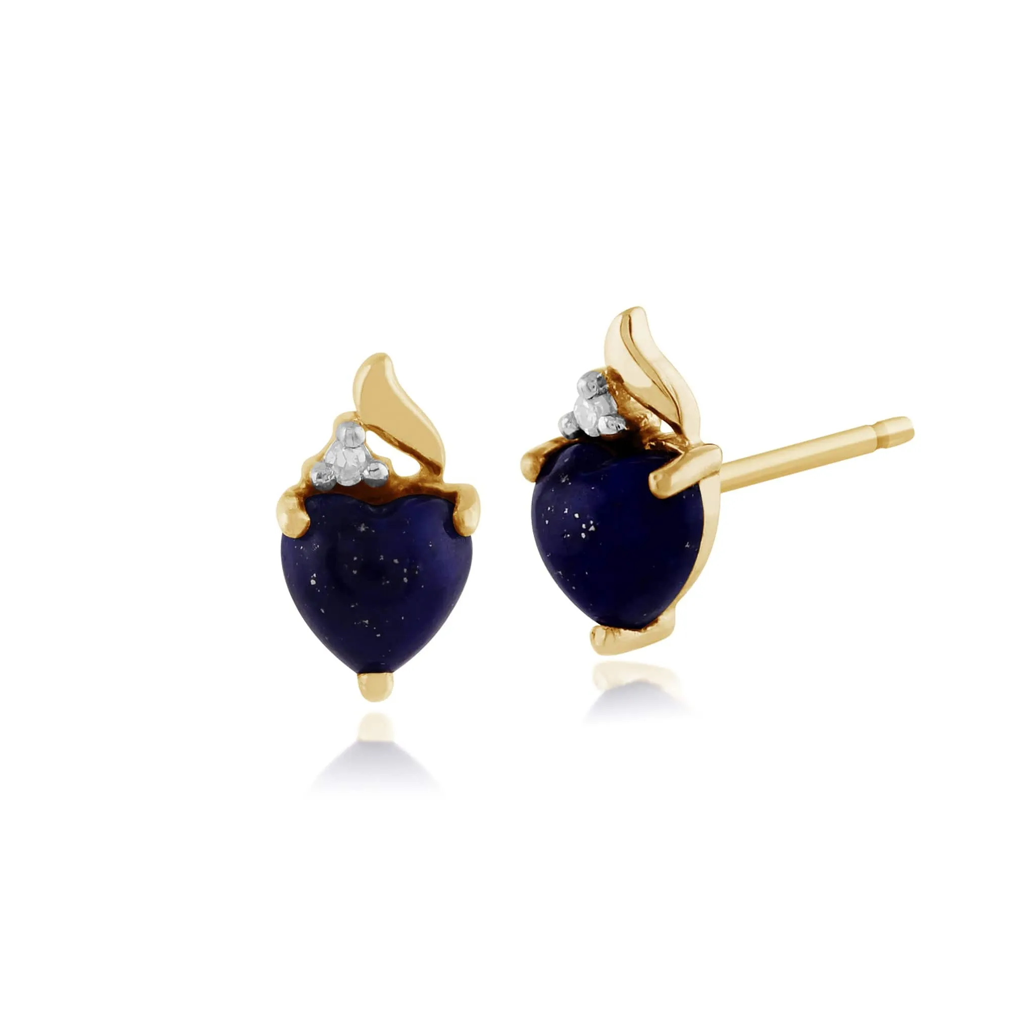 Classic Heart Lapis Lazuli & Diamond Love Heart Stud Earrings & Pendant Set in 9ct Yellow Gold sold by Gemondo Jewellery product image thumbnail 2