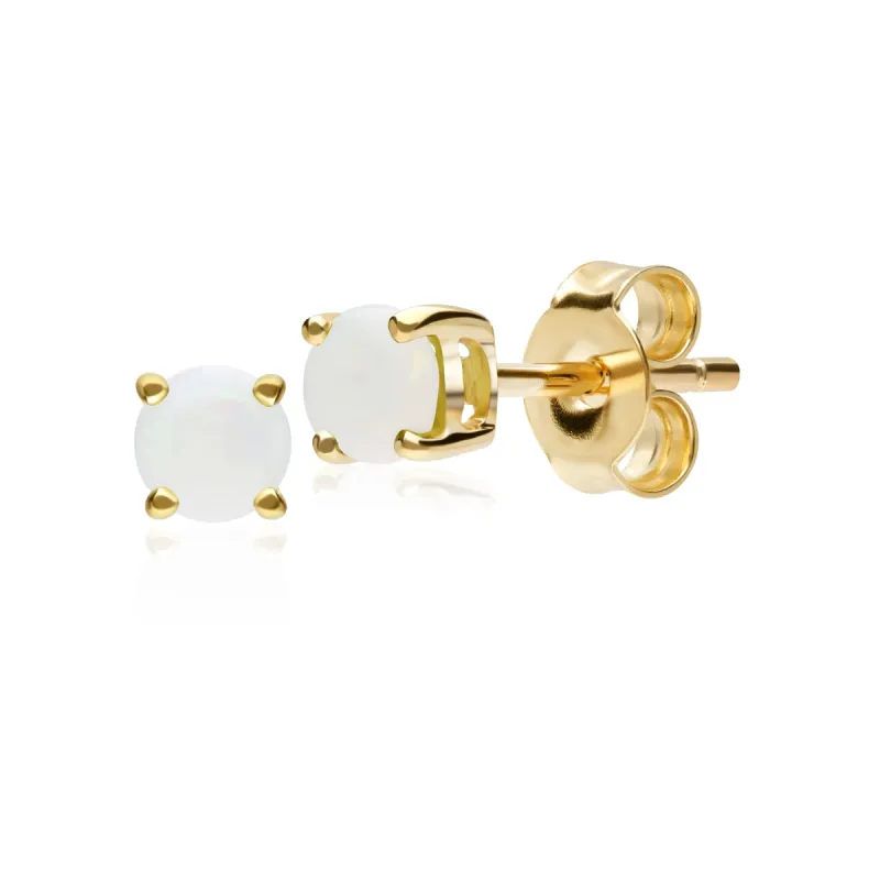 Classic Round Opal Cabochon Stud Earrings in 9ct Yellow Gold 3.5mm sold by Gemondo Jewellery