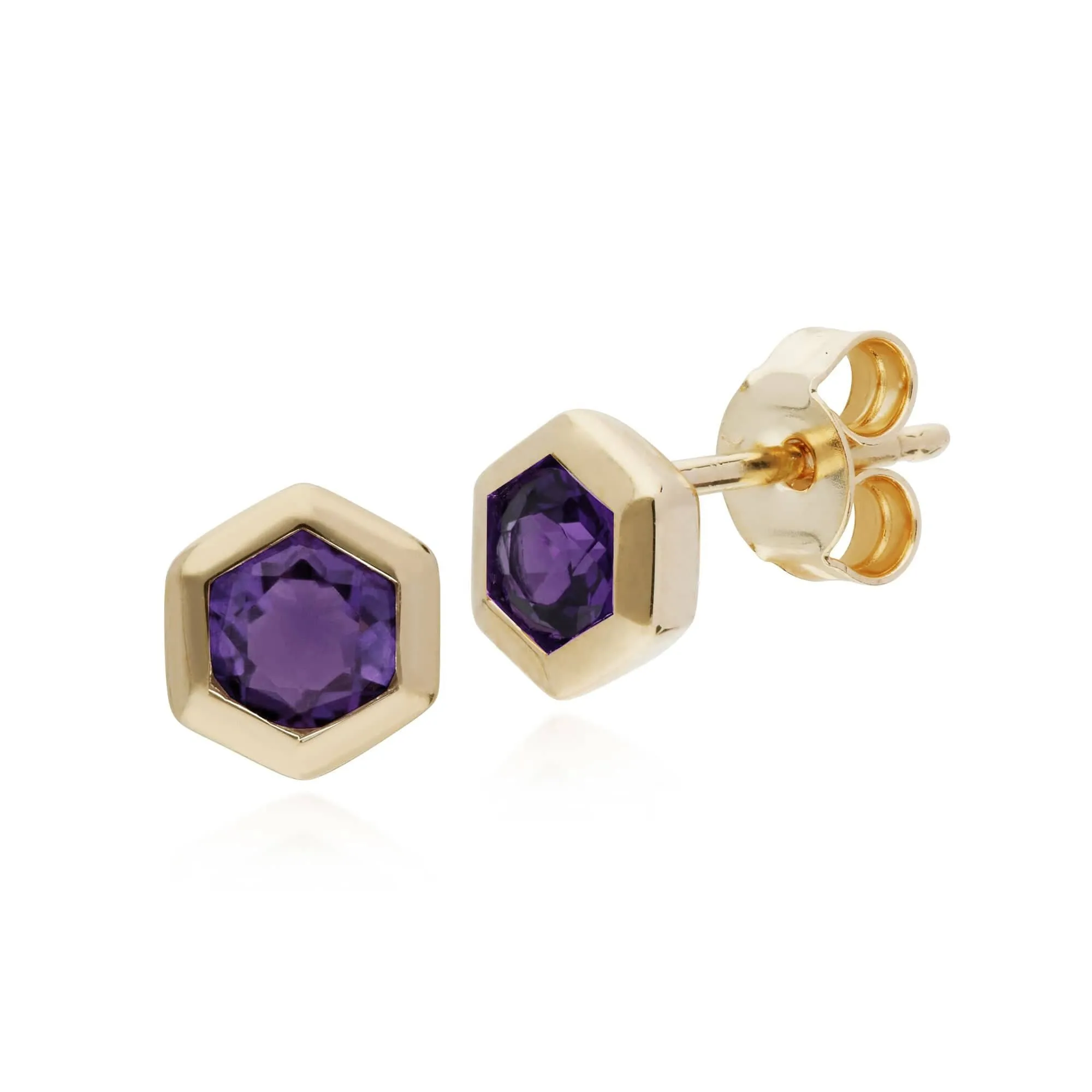 Gemondo 9ct Yellow Gold Amethyst Hexagon Stud Earrings sold by Gemondo Jewellery