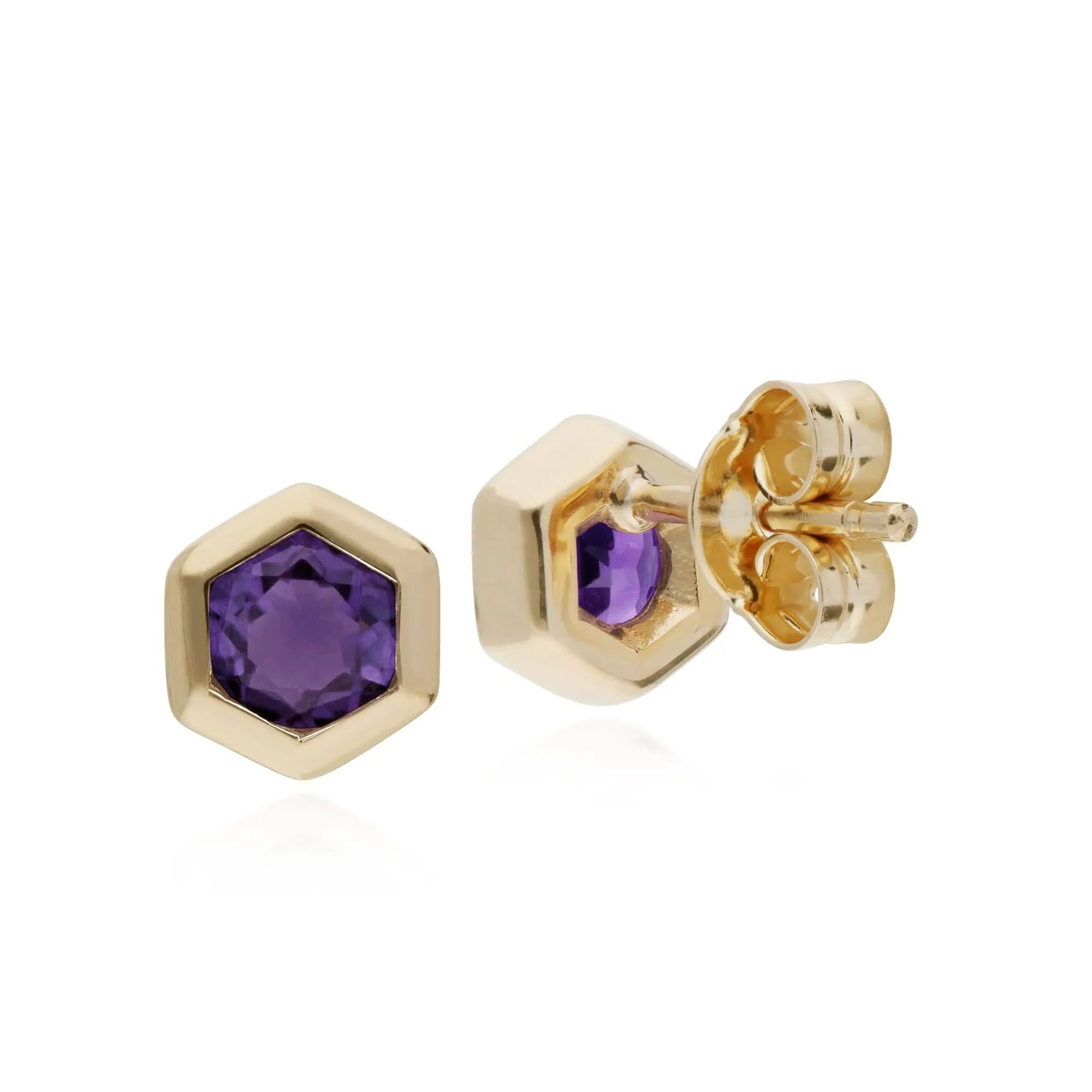 Gemondo 9ct Yellow Gold Amethyst Hexagon Stud Earrings sold by Gemondo Jewellery product image thumbnail 2