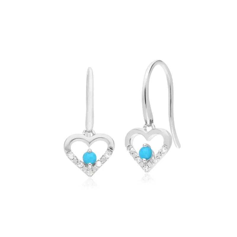 Gemondo 9ct White Gold Single Turquoise & Diamond Heart Drop Earrings sold by Gemondo Jewellery