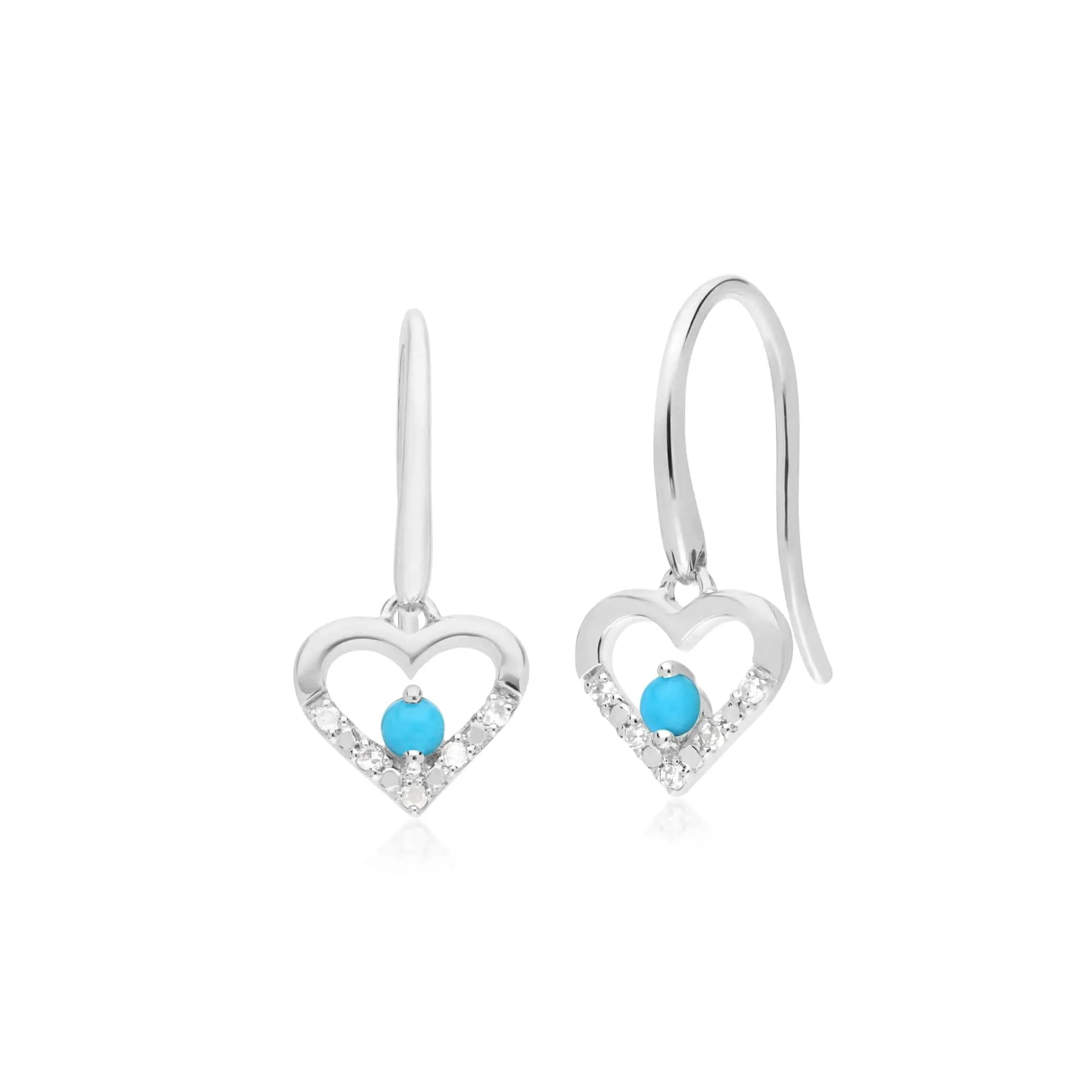 Gemondo 9ct White Gold Single Turquoise & Diamond Heart Drop Earrings sold by Gemondo Jewellery