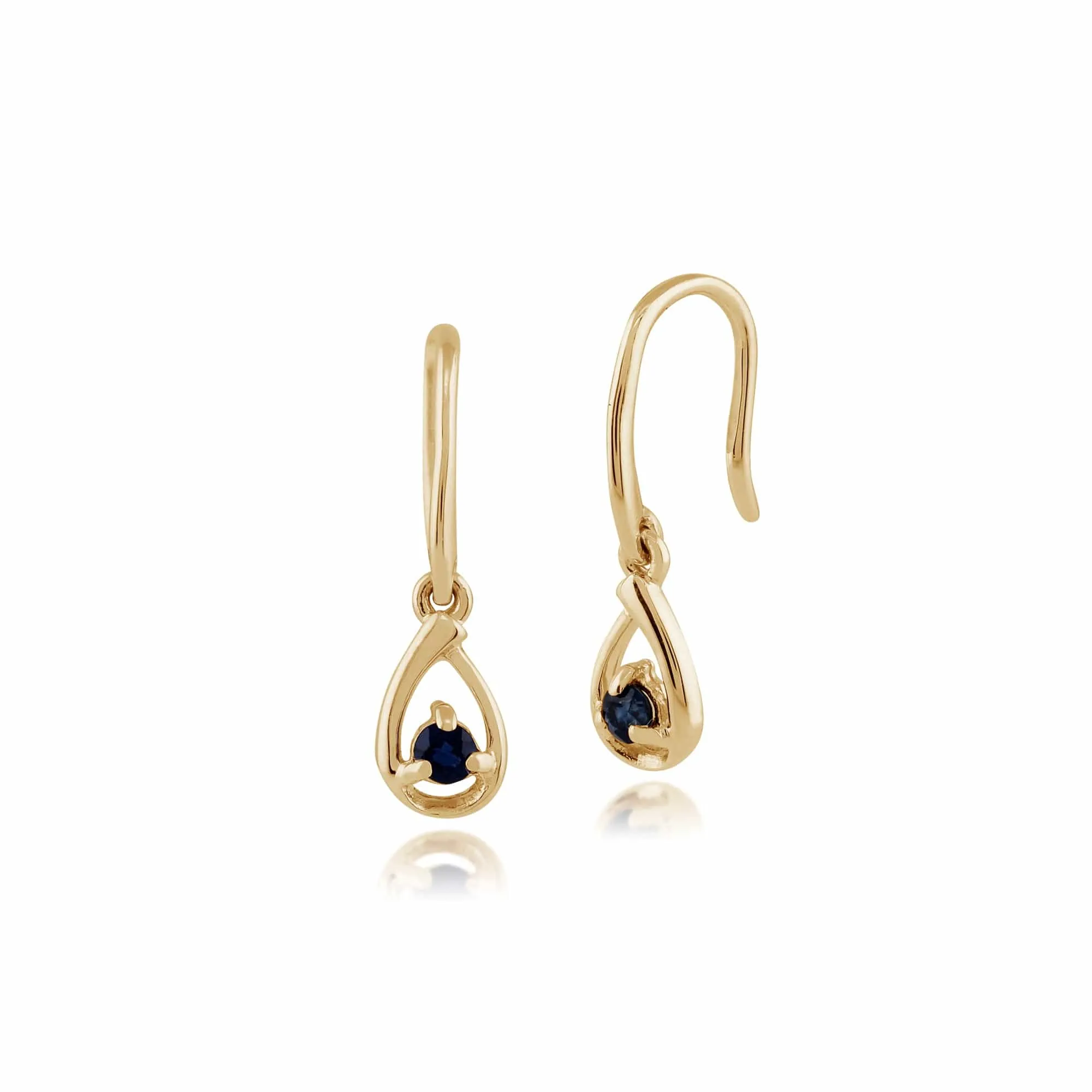 Classic Round Sapphire Single Stone Halo Drop Earrings & Pendant Set in 9ct Yellow Gold sold by Gemondo Jewellery product image thumbnail 2