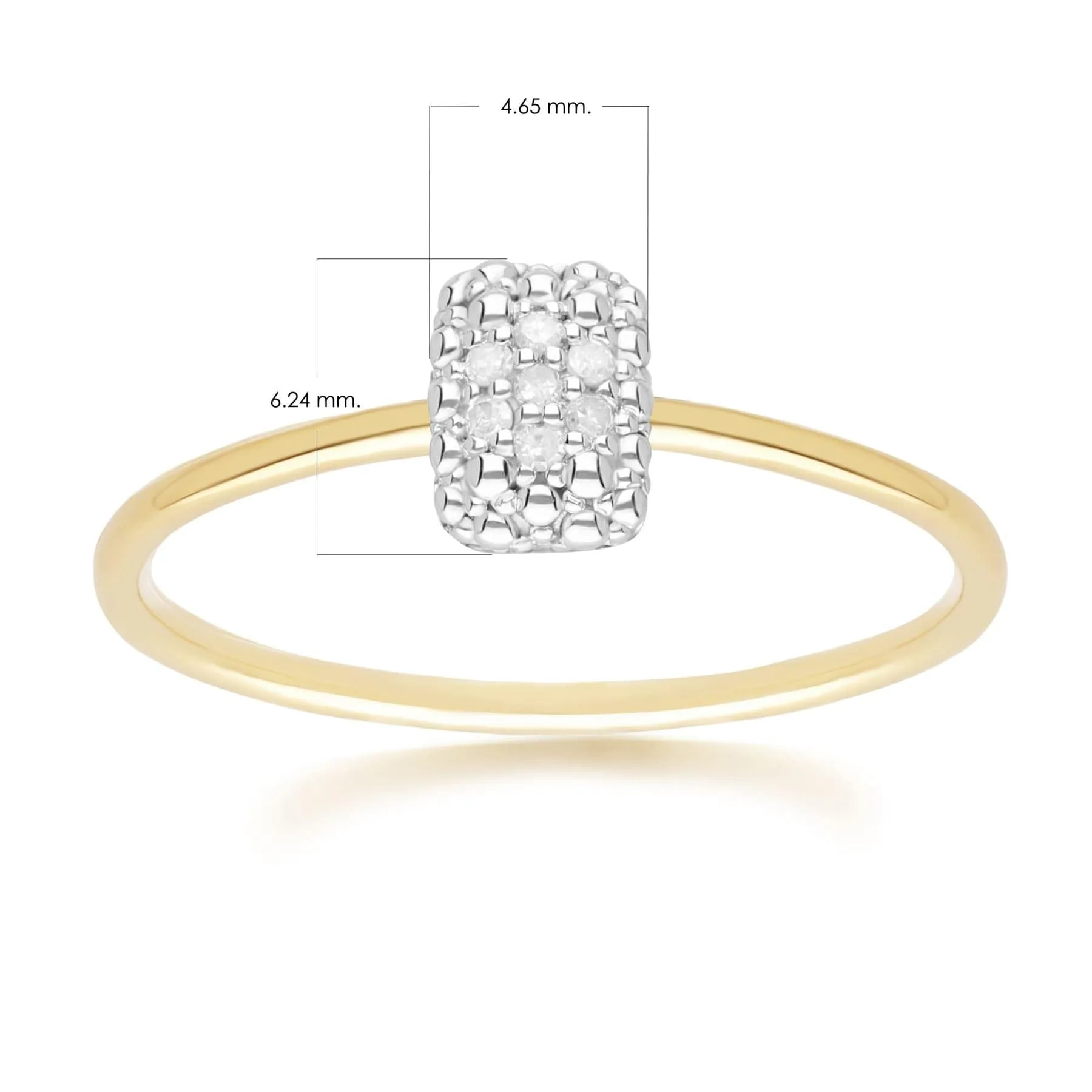 Diamond Pave Rectangle Ring 9ct Yellow Gold sold by Gemondo Jewellery product image thumbnail 4