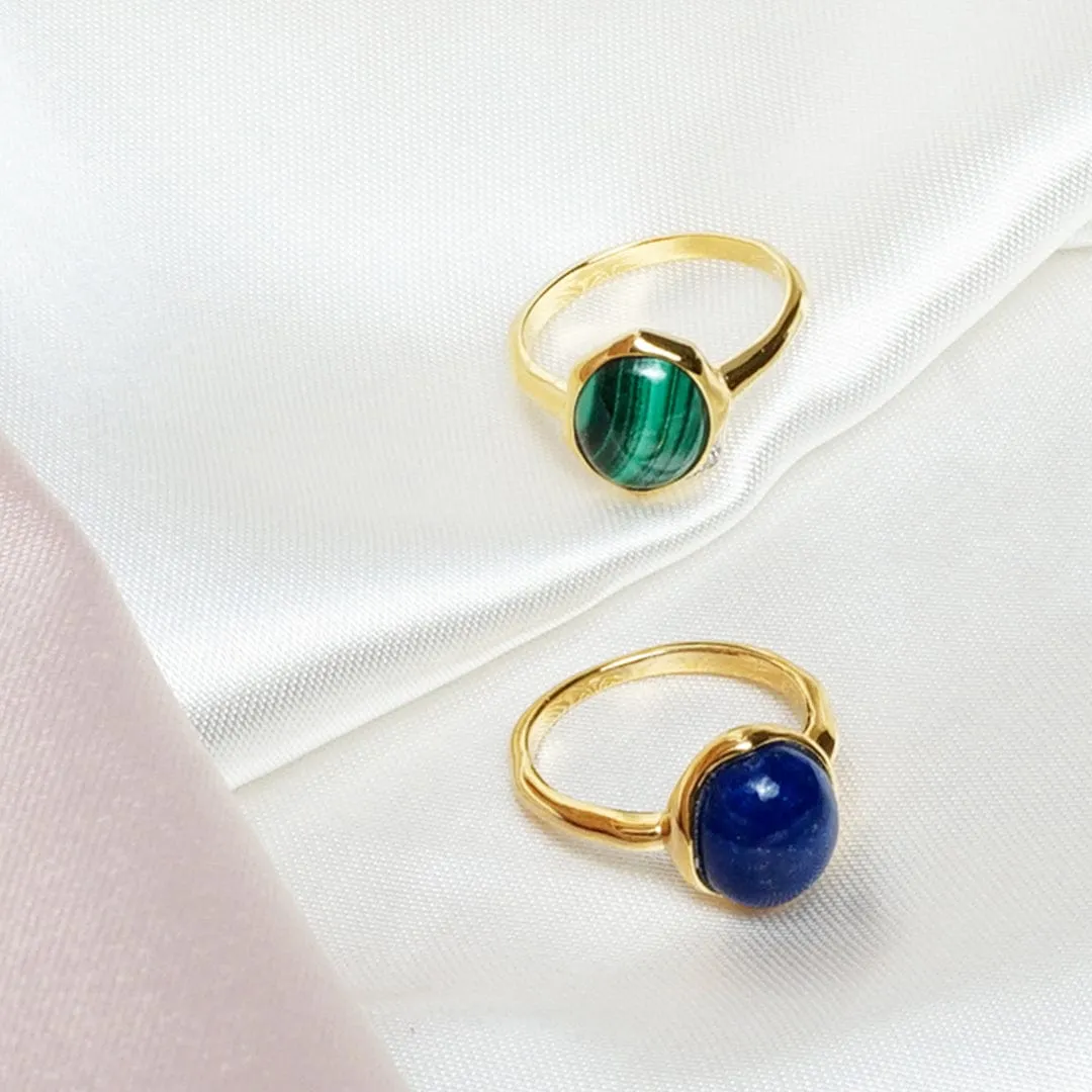Irregular B Gem Malachite & Diamond Ring in Gold Plated Sterling Silver sold by Gemondo Jewellery product image thumbnail 4