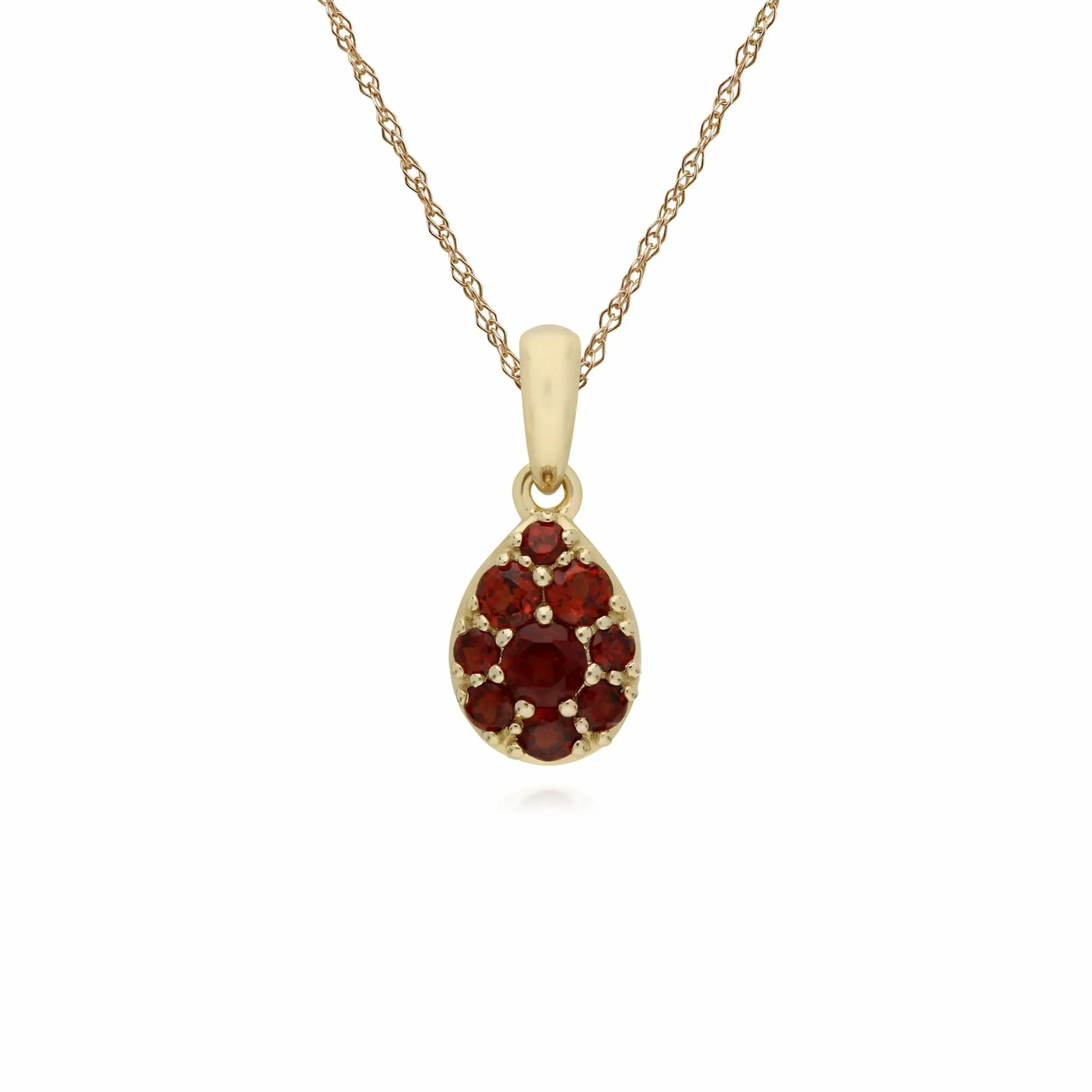 Classic Round Garnet Pear Cluster Drop Earrings & Pendant Set in 9ct Yellow Gold sold by Gemondo Jewellery product image thumbnail 3