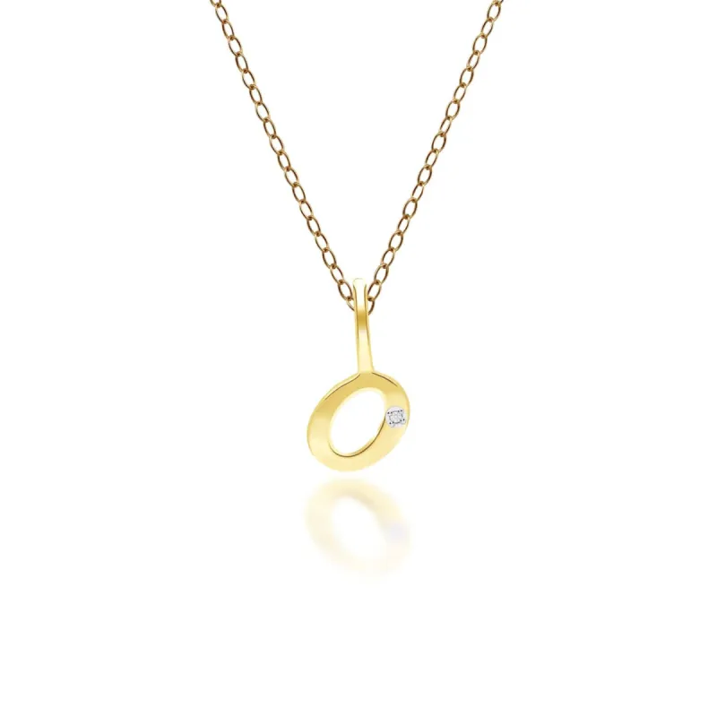 Alphabet Letter O Diamond pendant in 9ct Yellow Gold sold by Gemondo Jewellery