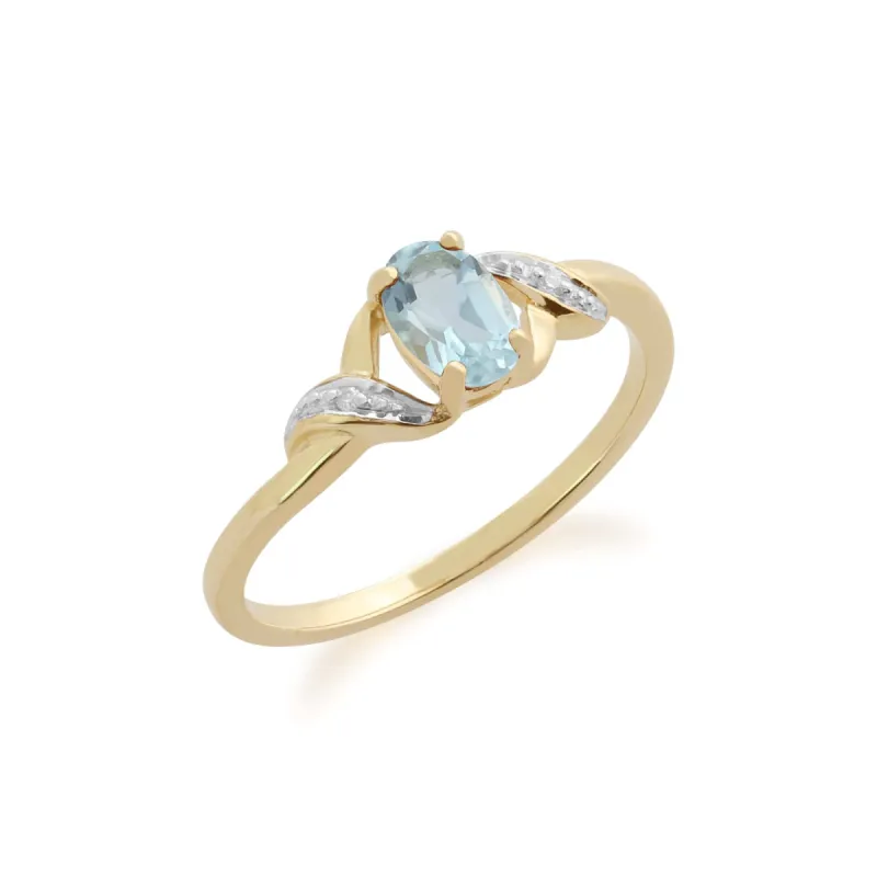 Gemondo 9ct Yellow Gold 0.56ct Blue Topaz & Diamond Ring sold by Gemondo Jewellery