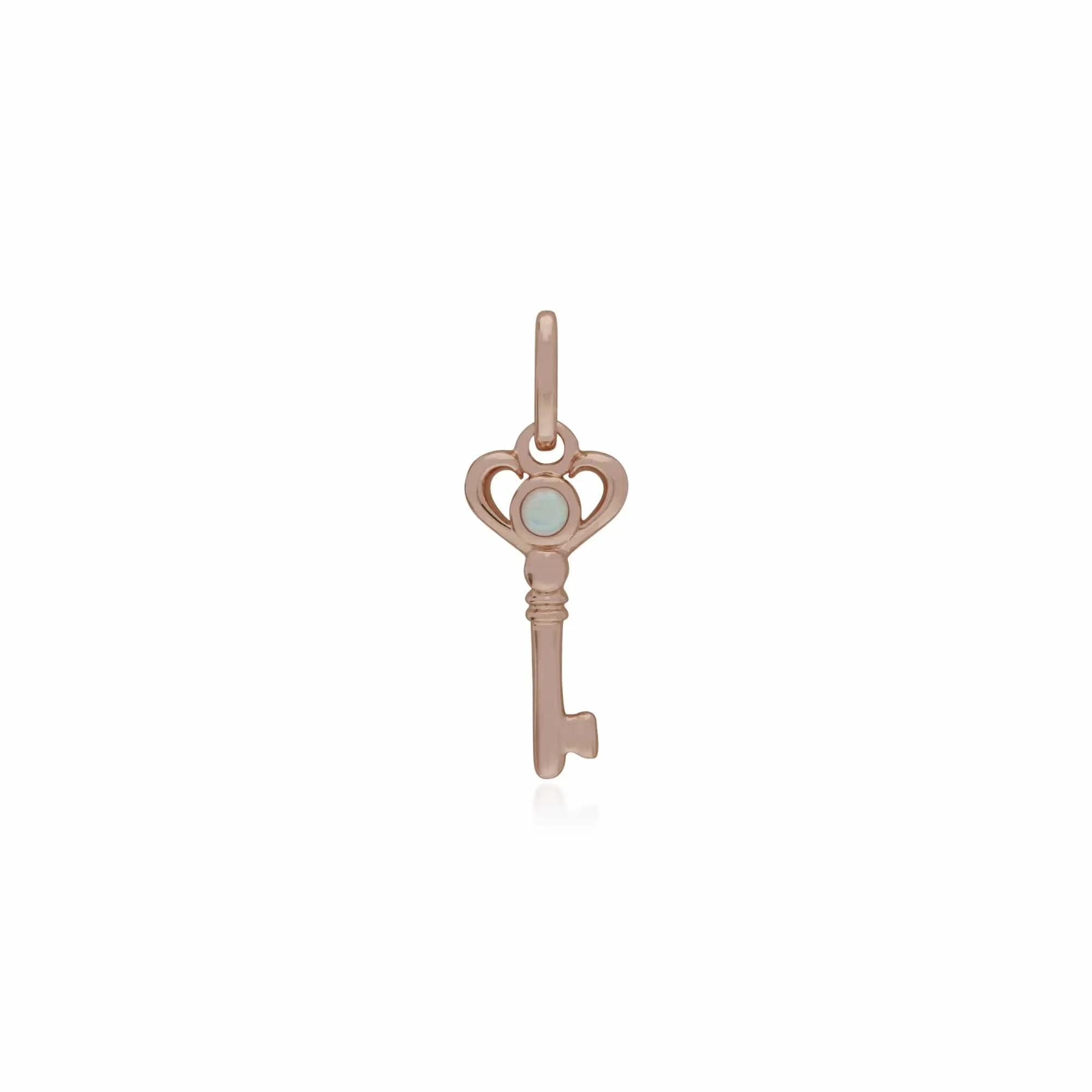 Classic Swirl Heart Lock Pendant & Opal Key Charm in Rose Gold Plated 925 Sterling Silver sold by Gemondo Jewellery product image thumbnail 2