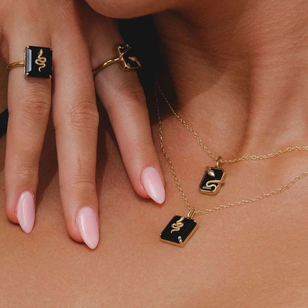 Grand Deco Black Onyx Snake Wrap Pendant in Gold Plated Sterling Silver sold by Gemondo Jewellery product image thumbnail 2