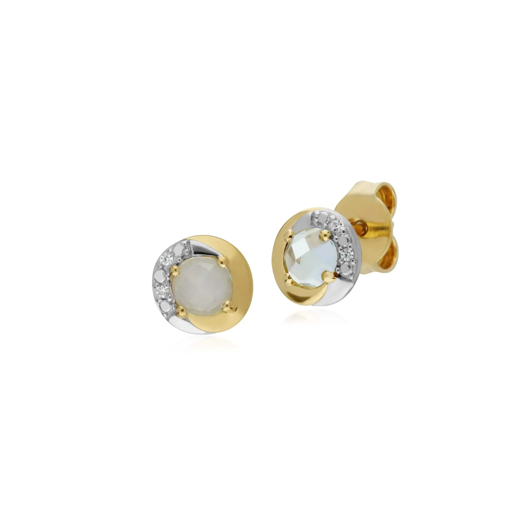 Gemondo 9ct Yellow Gold Blue Topaz & Diamond Two Tone Stud Earrings sold by Gemondo Jewellery