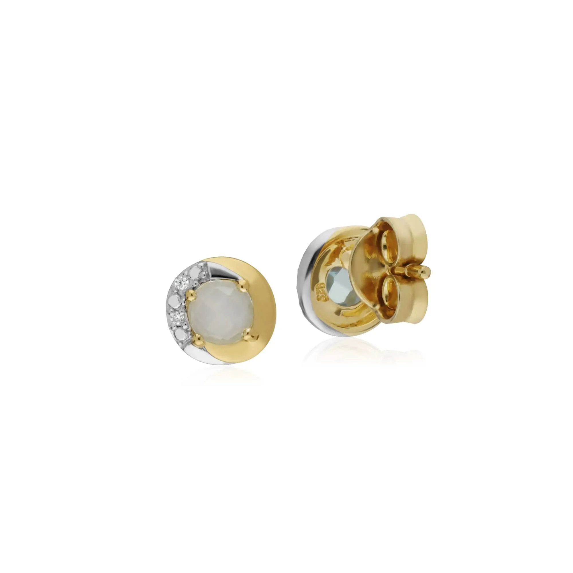 Gemondo 9ct Yellow Gold Blue Topaz & Diamond Two Tone Stud Earrings sold by Gemondo Jewellery product image thumbnail 2