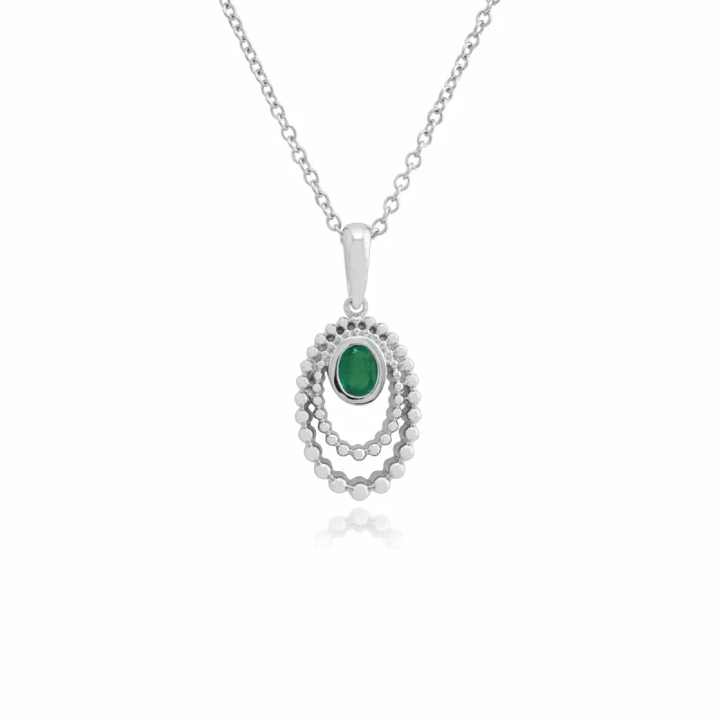 Gemondo 925 Sterling Silver 0.18ct Emerald Pendant on 45cm Chain sold by Gemondo Jewellery