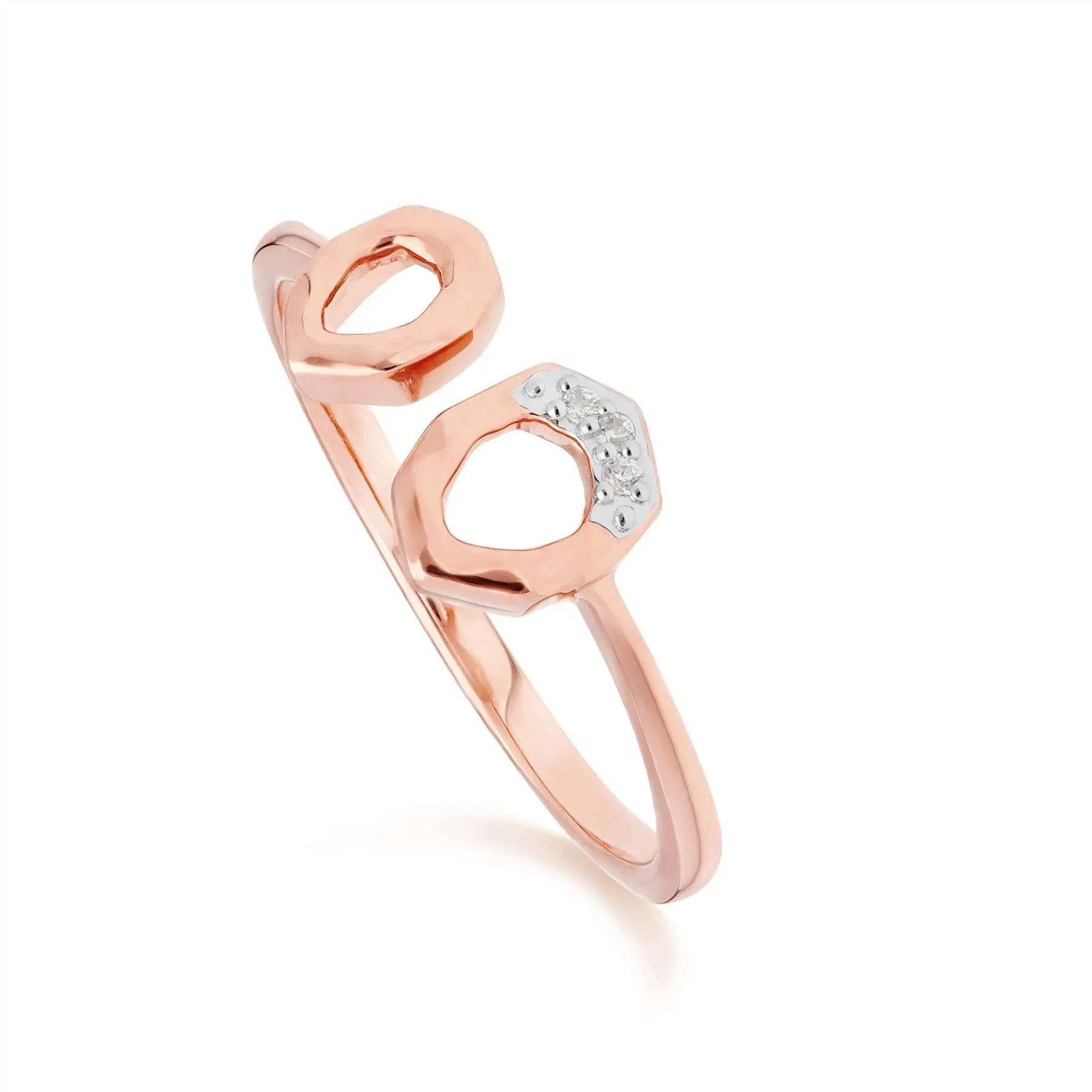 Diamond Asymmetric Open Ring in 9ct Rose Gold sold by Gemondo Jewellery