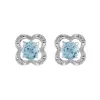 Classic Round Blue Topaz Stud Earrings with Detachable Diamond Flower Ear Jacket in 9ct White Gold sold by Gemondo Jewellery