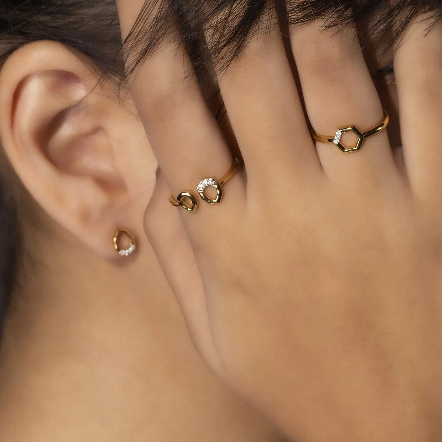 Diamond Asymmetric Open Ring in 9ct Rose Gold sold by Gemondo Jewellery product image thumbnail 2