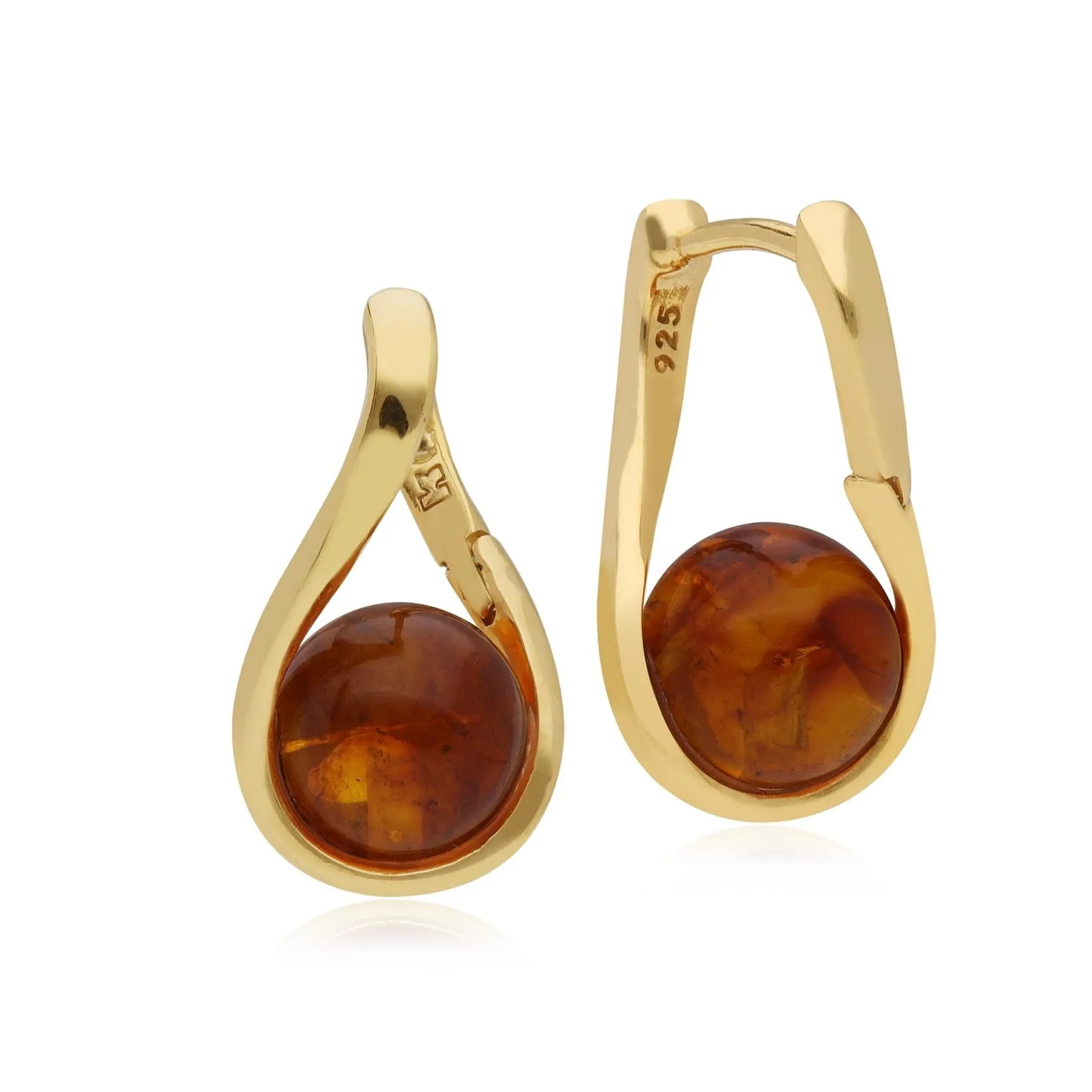 Kosmos Amber Orb Earrings in Gold Plated Sterling Silver sold by Gemondo Jewellery product image thumbnail 2